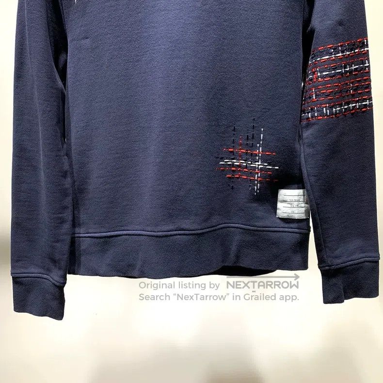 Thom Browne Thom Browne Suture-embroidered, wavy-patterned knit hoodie Size US S / EU 44-46 / 1 - 4 Thumbnail