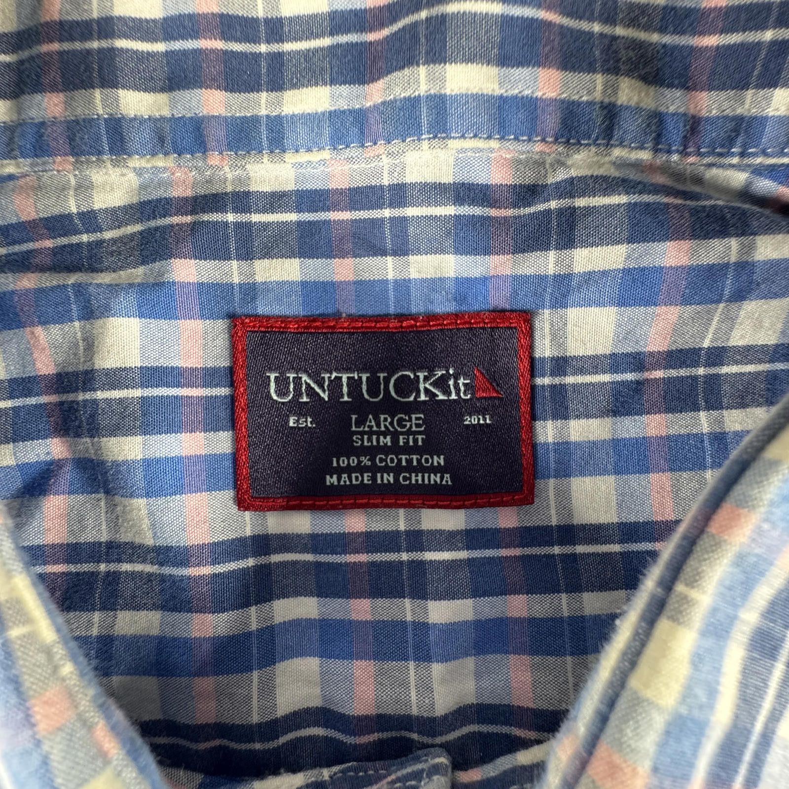 UNTUCKit UNTUCKit Button up Men's L Blue Pink 100% Cotton Size US L / EU 52-54 / 3 - 2 Thumbnail