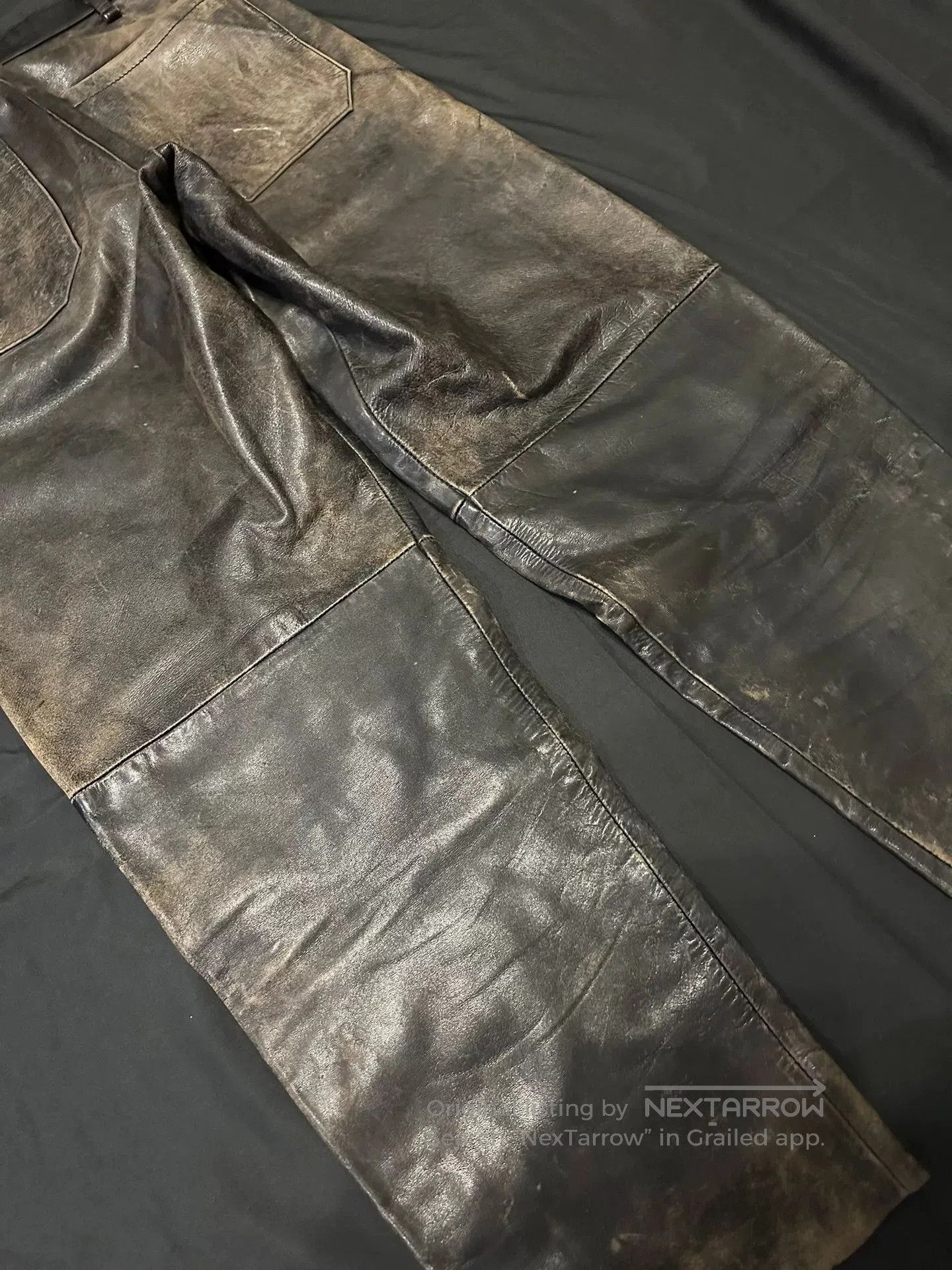 Vintage Vintage Distressed Pure Cowhide Leather Pants. Size US 30 / EU 46 - 8 Thumbnail
