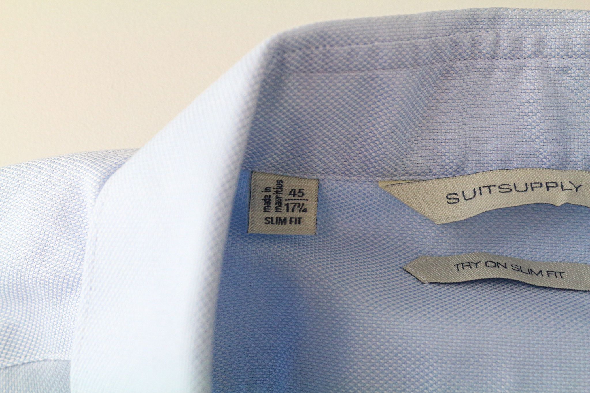 Suitsupply 45/17 3/4 Slim Blue Cotton Long Sleeve Shirt 79170 Size 44R - 5 Thumbnail