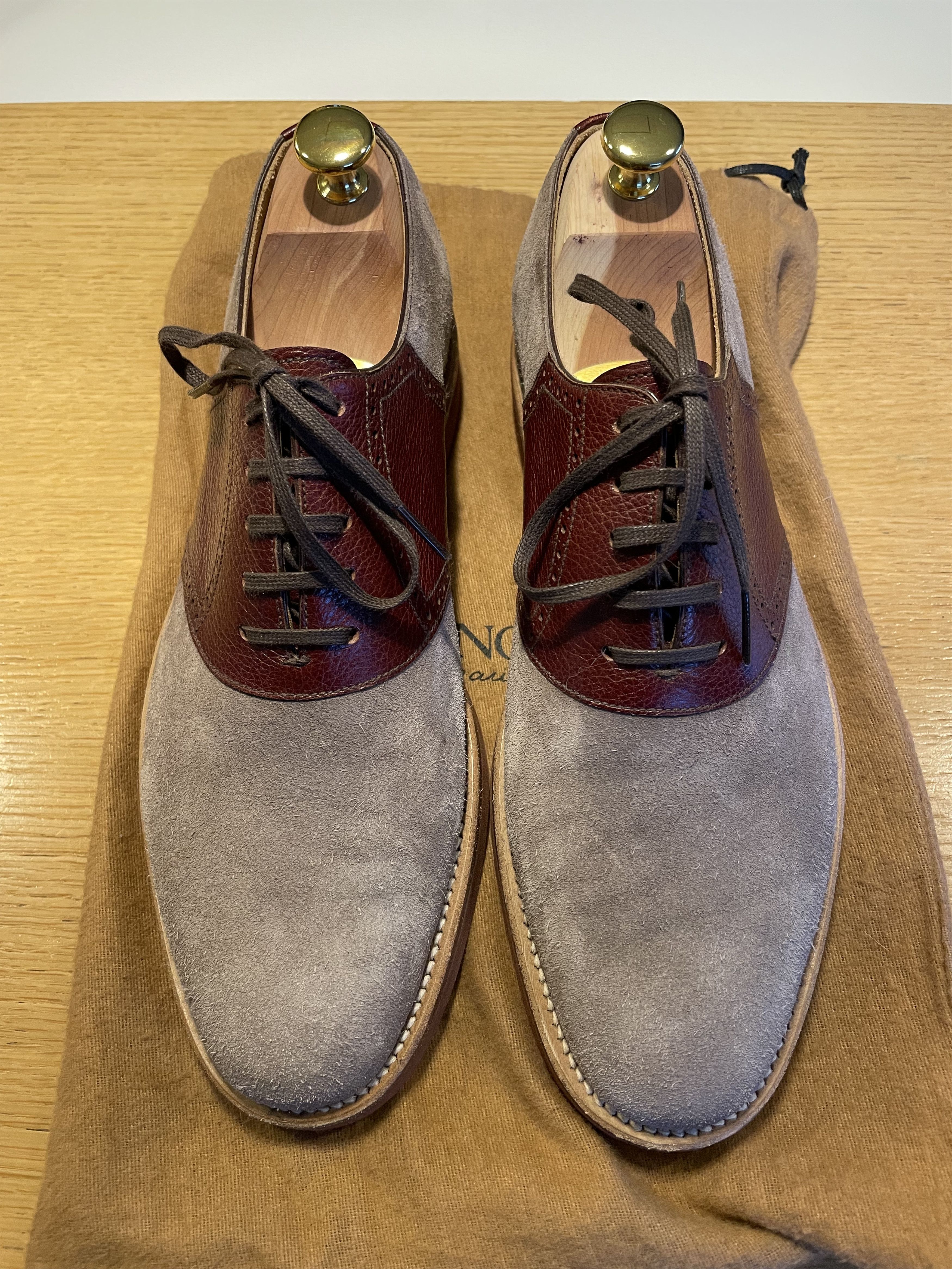 image of Caulaincourt Buck Shoes in Grey/Red, Men's (Size 8)