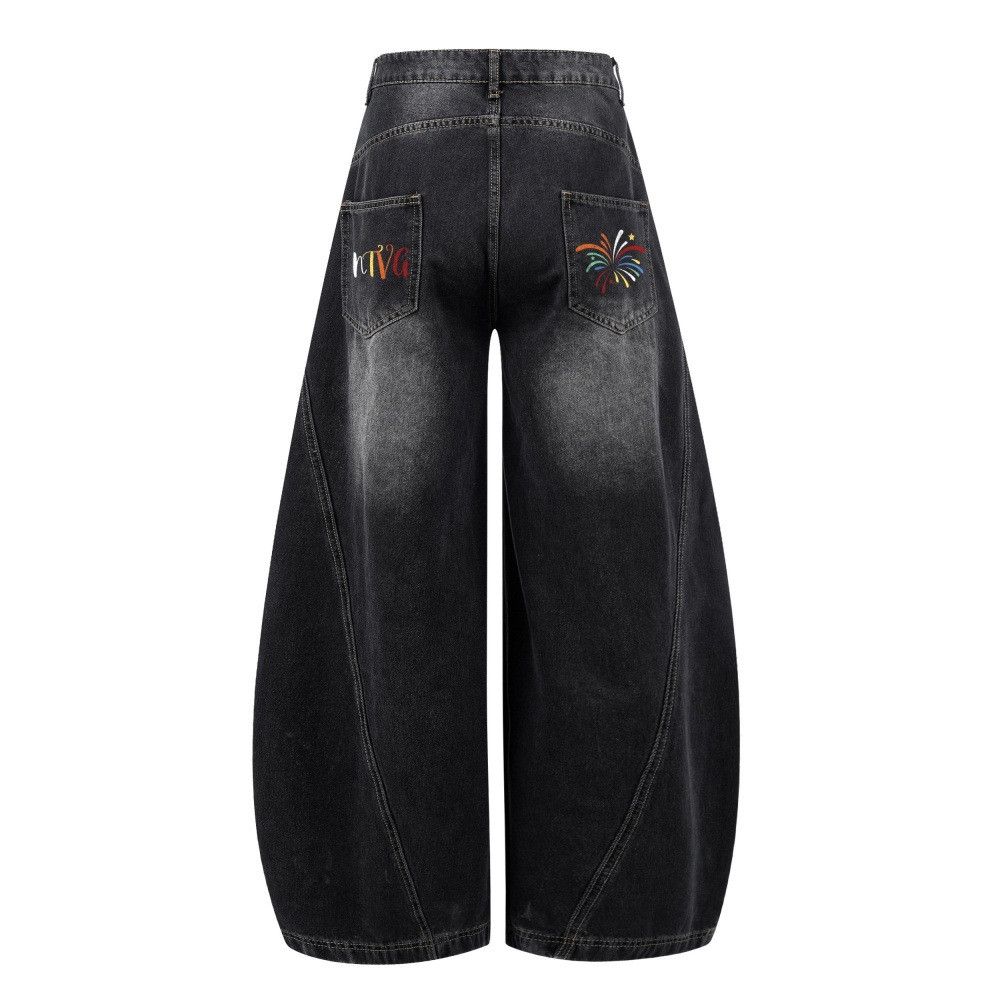 Vintage Men's Loose Wide-Leg Printed Pocket Curved Jeans Size US 32 / EU 48 - 1 Thumbnail