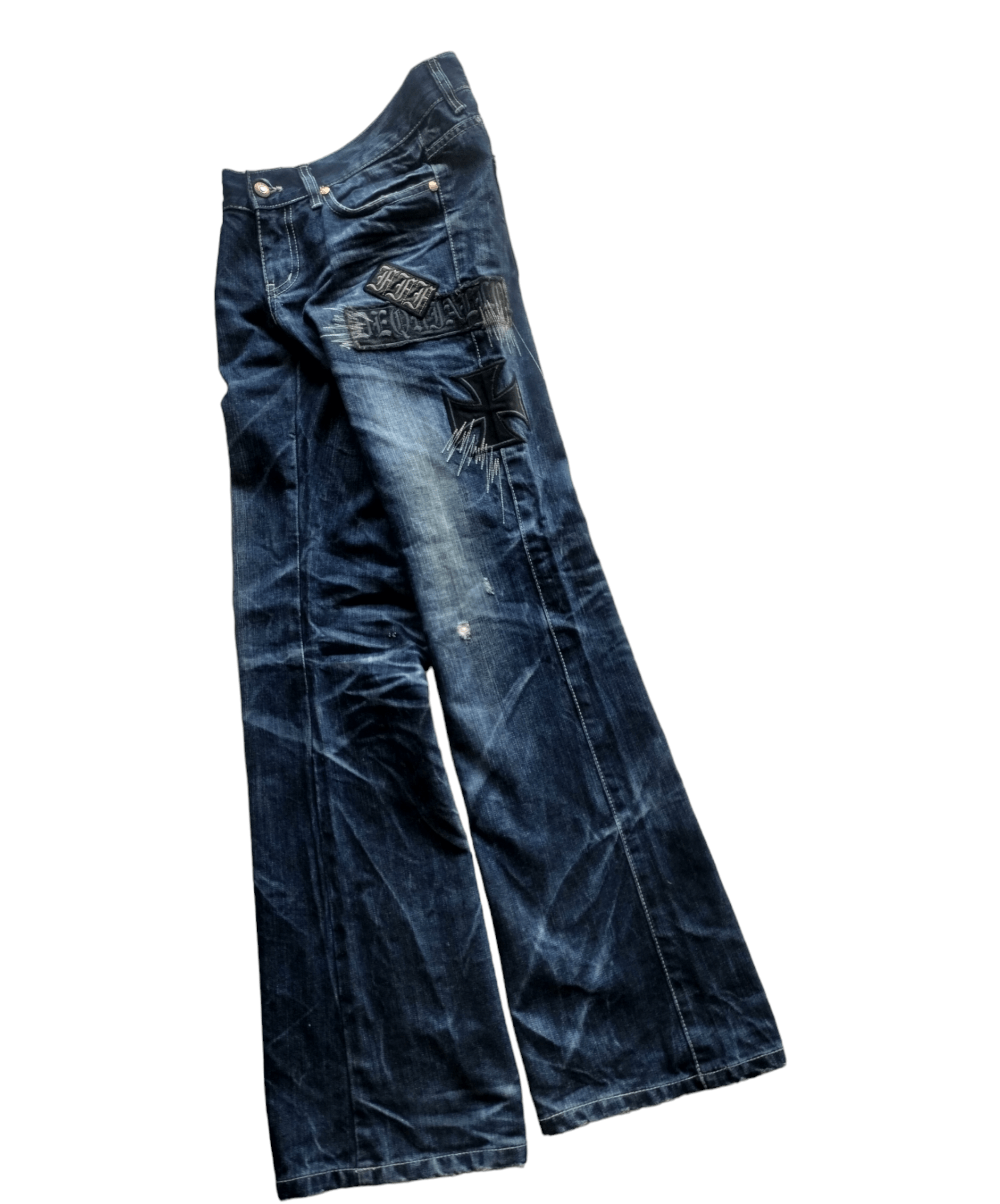 KMRii Flare jeans Dixie dean whisker patched Size US 30 / EU 46 - 4 Thumbnail