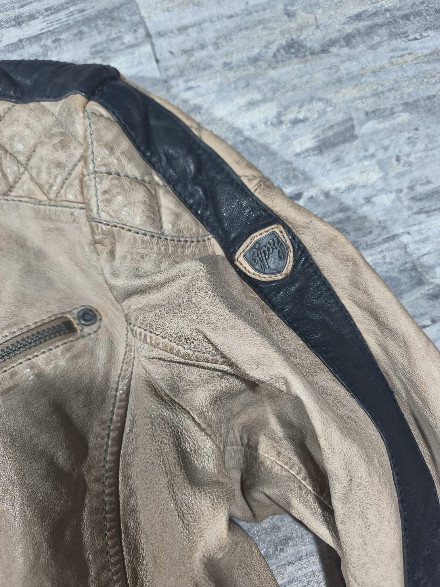 Leather vtg archive beige tan real leather moto racer jacket Size M / US 6-8 / IT 42-44 - 9 Thumbnail