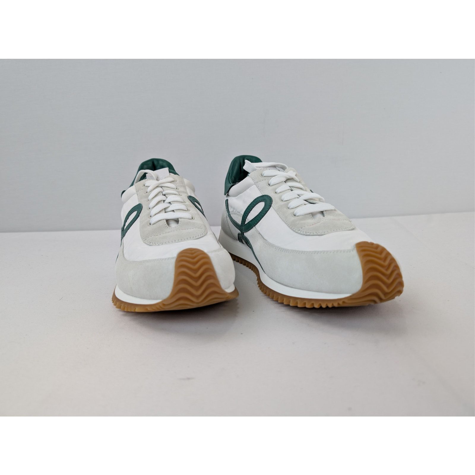Loewe o1rshd1 Nylon Suede Flow Runner Sneakers in White/Dark Green Size US 13 / EU 46 - 5 Thumbnail