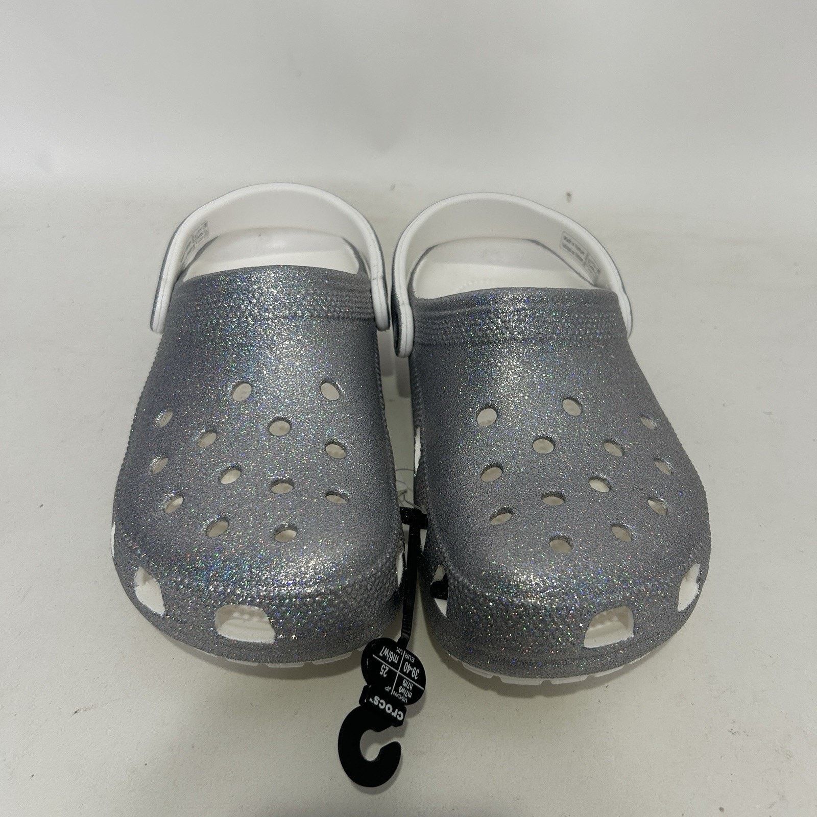 Crocs Crocs Classic Clog Glitter “Metallic Silver” 207551-90H Size US 9 / IT 39 - 2 Thumbnail