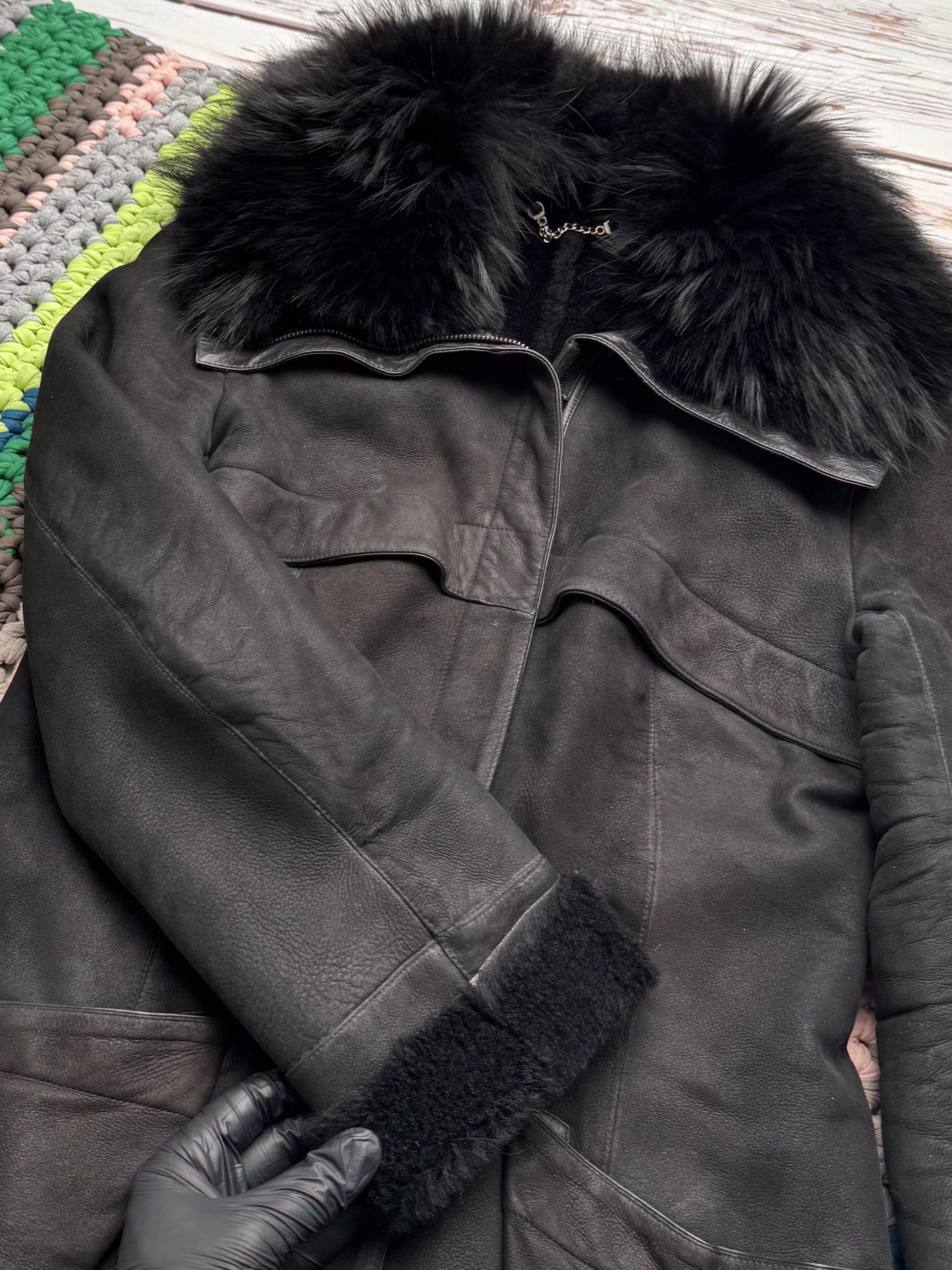 Vintage Women Vintage Sheepskin Leather Coat Black Fur Collar Size M / US 6-8 / IT 42-44 - 8 Thumbnail