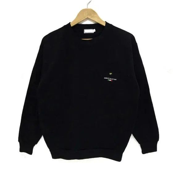 Vintage Vintage ANRICO VALENTINO Spell Out Pocket Black Sweatshirt Size US M / EU 48-50 / 2 - 1 Thumbnail
