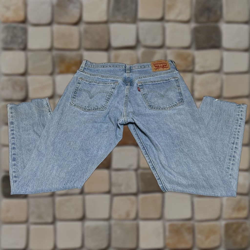 Levi's VINTAGE Levis 501 S Skinny Cropped Jeans Women's Blue 29x28 Button Fly Distressed 5-Pocket Denim Slim Fall Spring Summer Winter USA 90s Size 29" - 1 Thumbnail