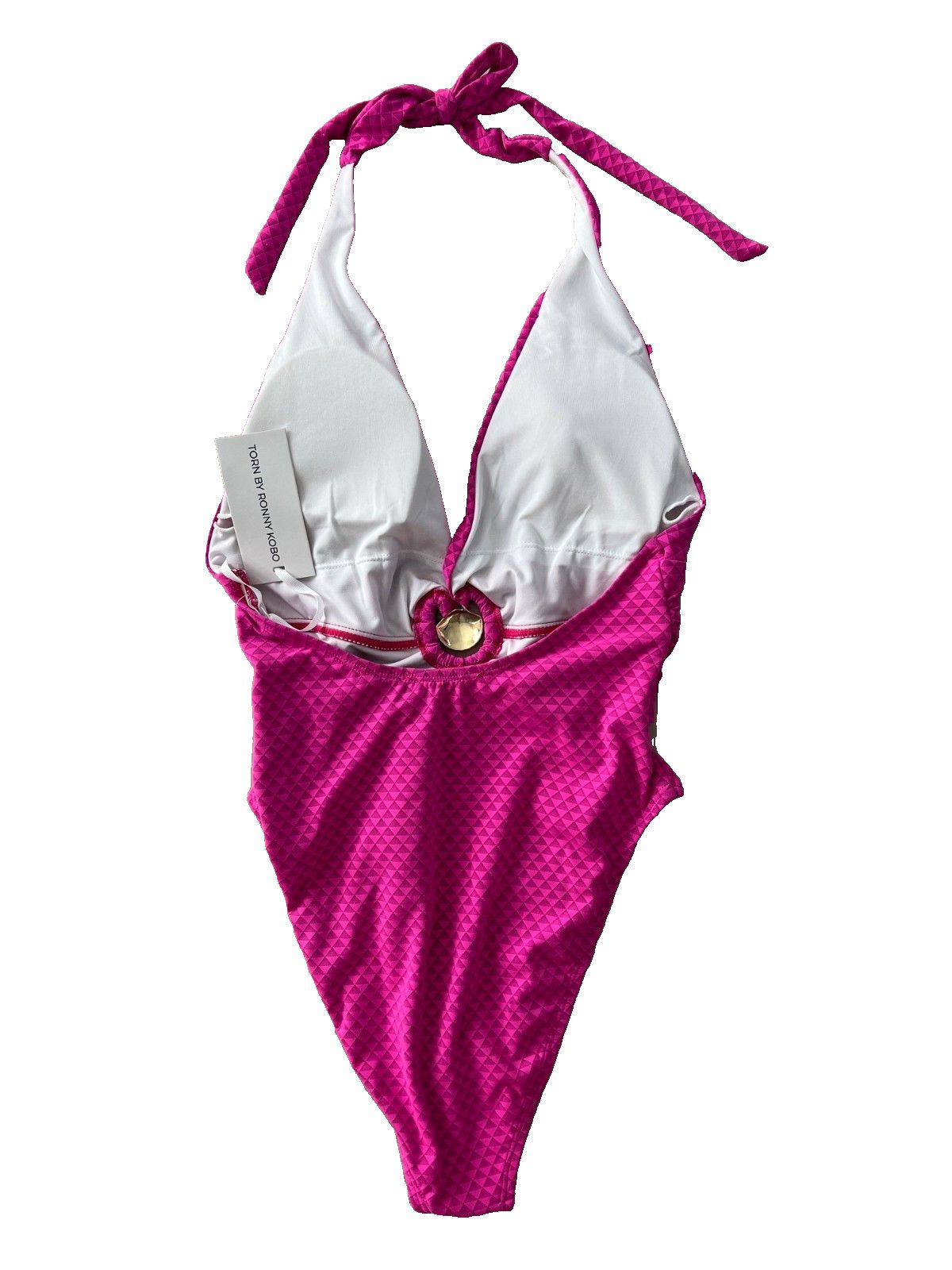 Ronny Kobo Torn by Ronny Kobo Bianca Pink Plunge Swimsuit ( S ) Size 27" / US 4 / IT 40 - 3 Thumbnail