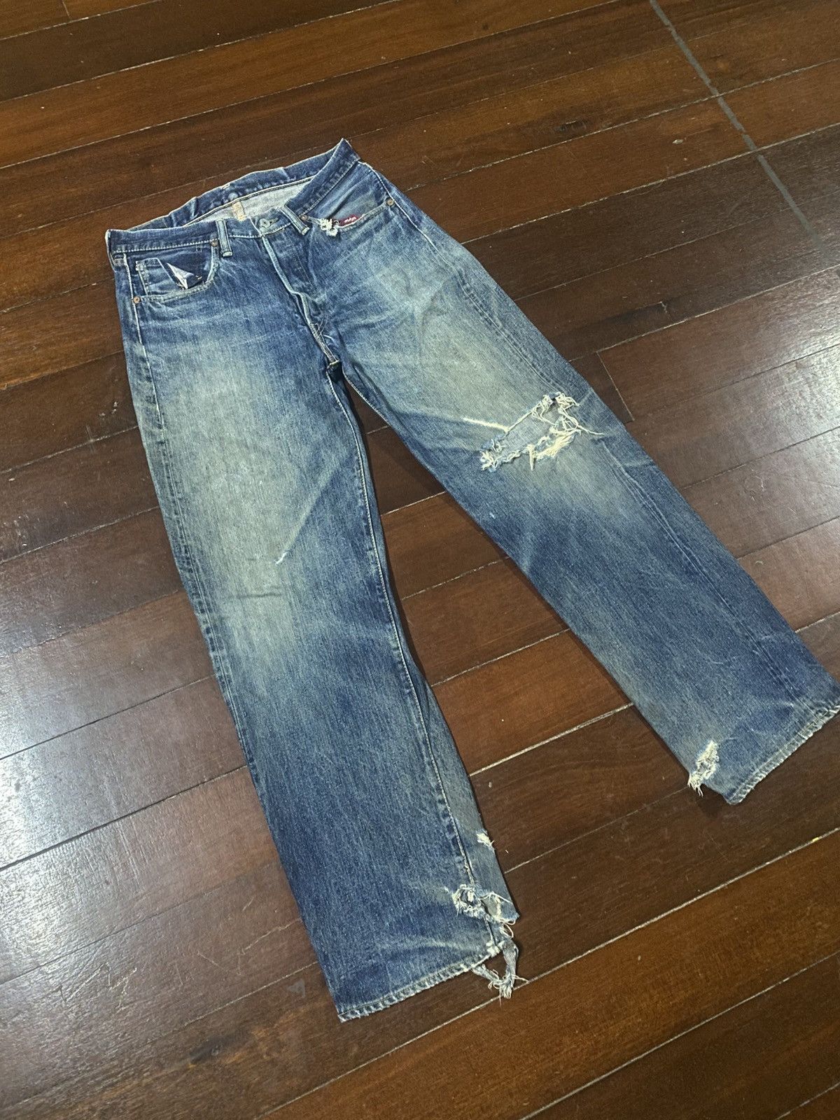 Warehouse & Co. Vintage Pherrow’s Stormy Blue Flared distressed mud wash Size US 32 / EU 48 - 2 Thumbnail
