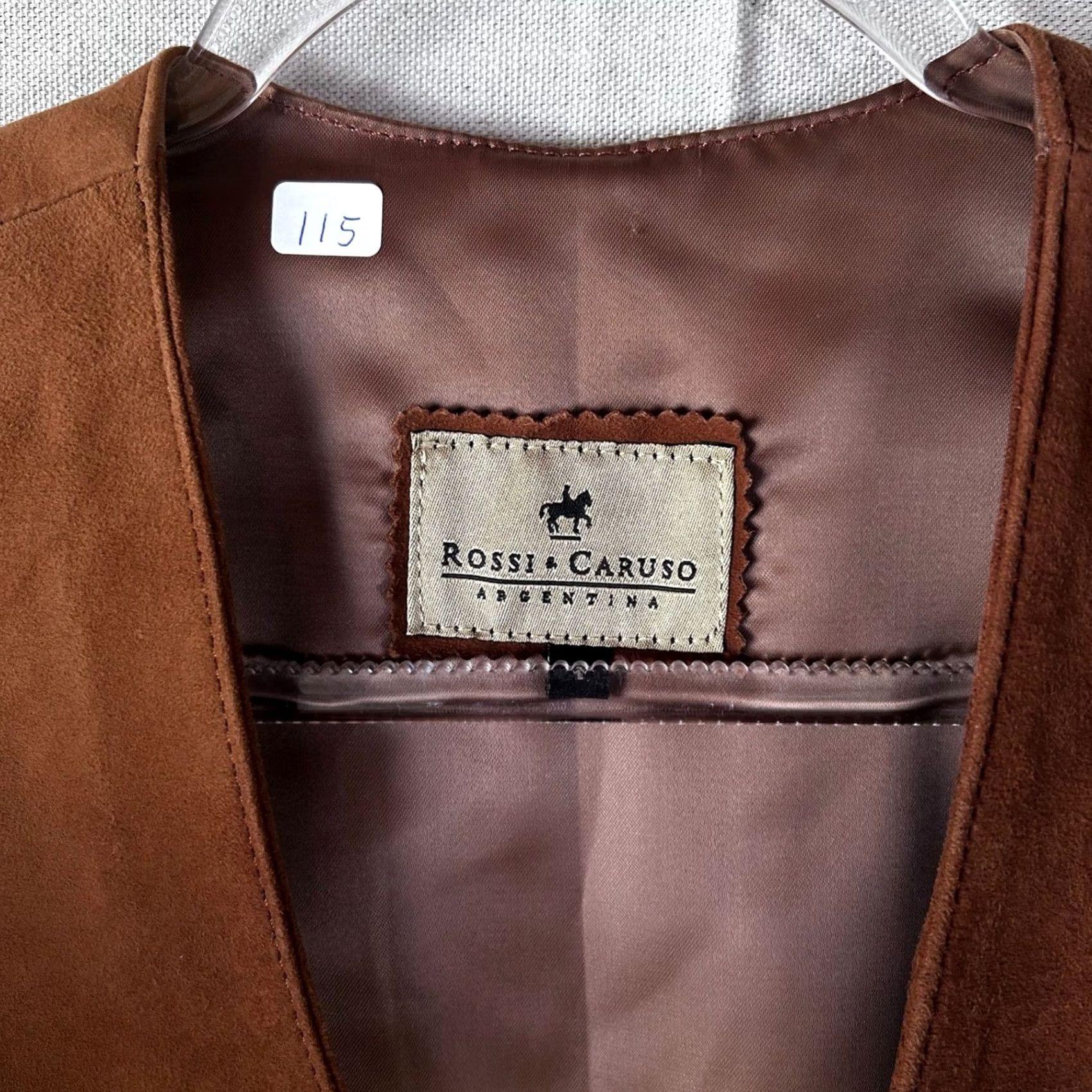 Caruso Rossi & Caruso Argentina Leather Suede Vest Mens Brown Cinch Back Goatskin Size US M / EU 48-50 / 2 - 2 Thumbnail