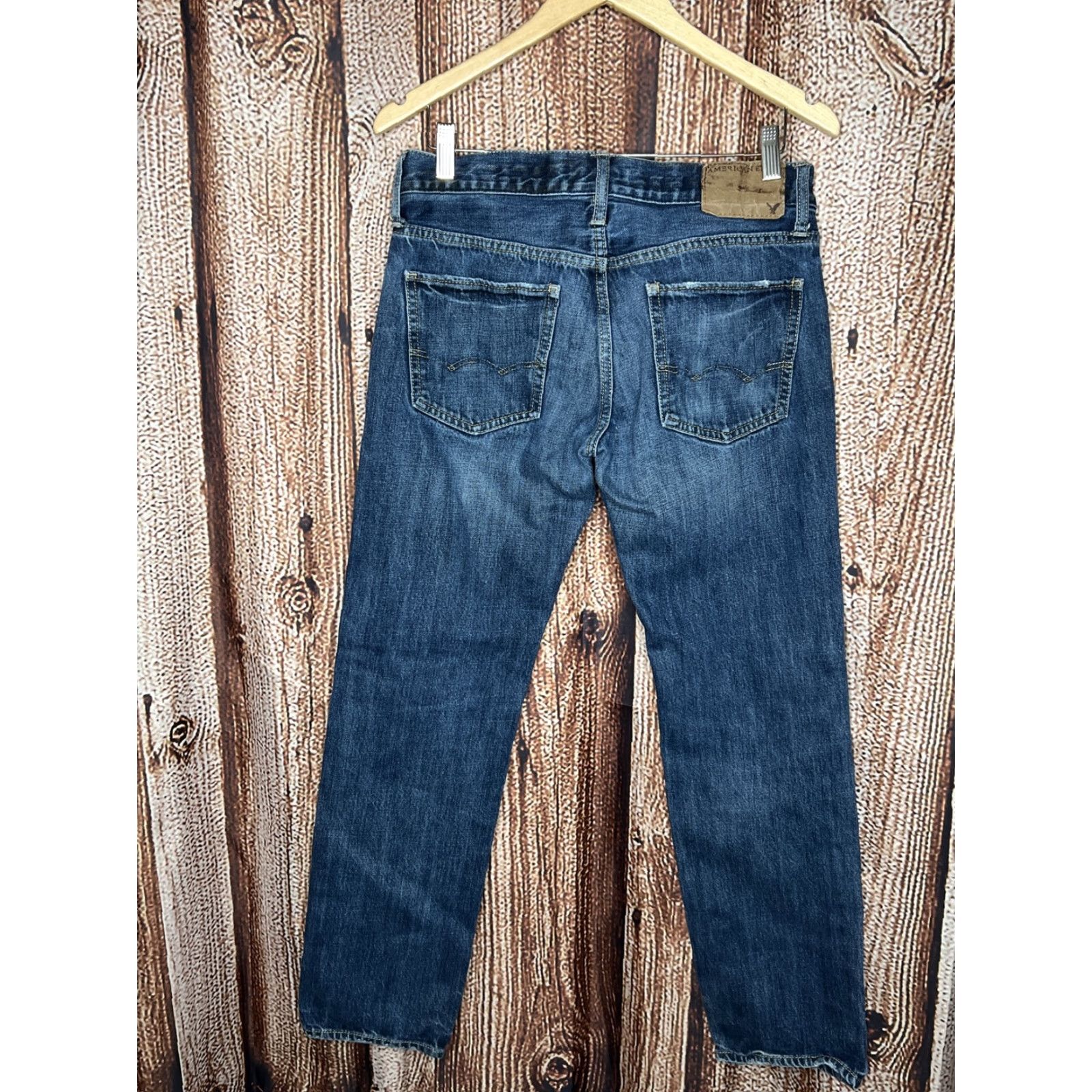American Eagle Outfitters American Eagle Mens Straight Jeans Size 29 x 30 Dark Wash 100% Cotton Jeans Size US 29 - 3 Thumbnail