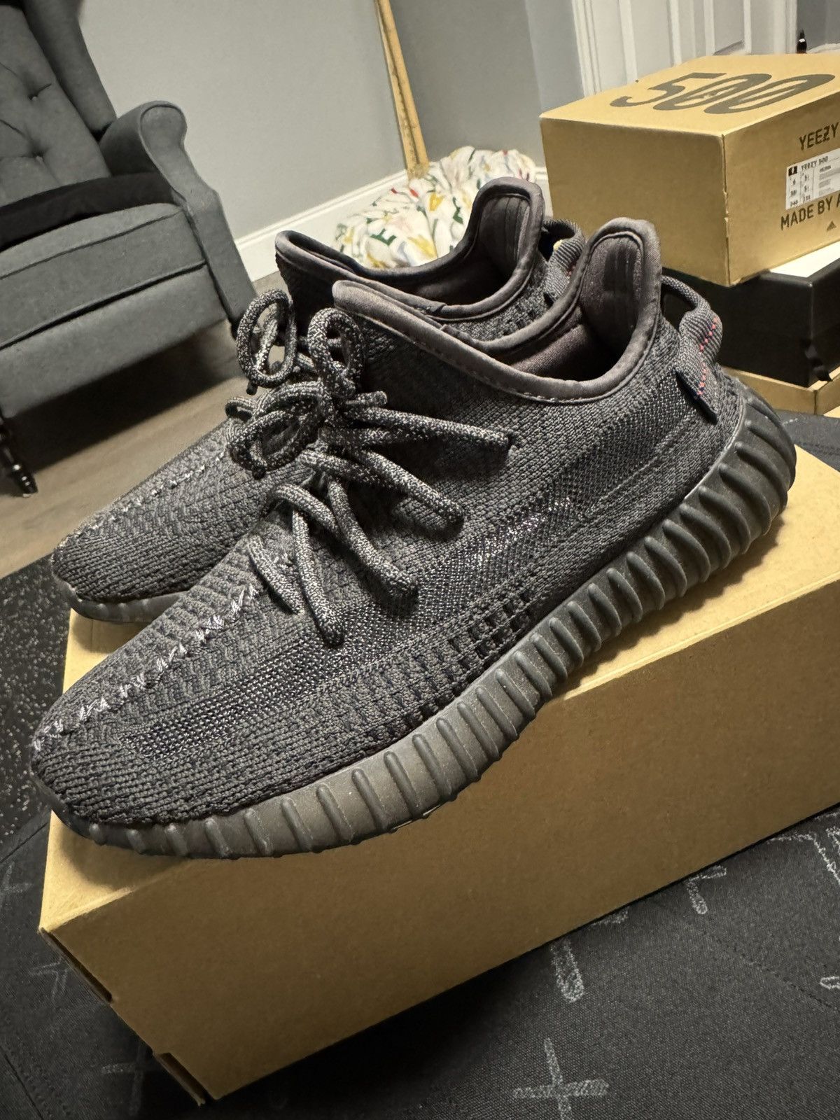 Adidas × Yeezy Adidas Yeezy Boost 350 V2 black non-reflective sz 6Y Size US 6 / EU 39 - 9 Thumbnail