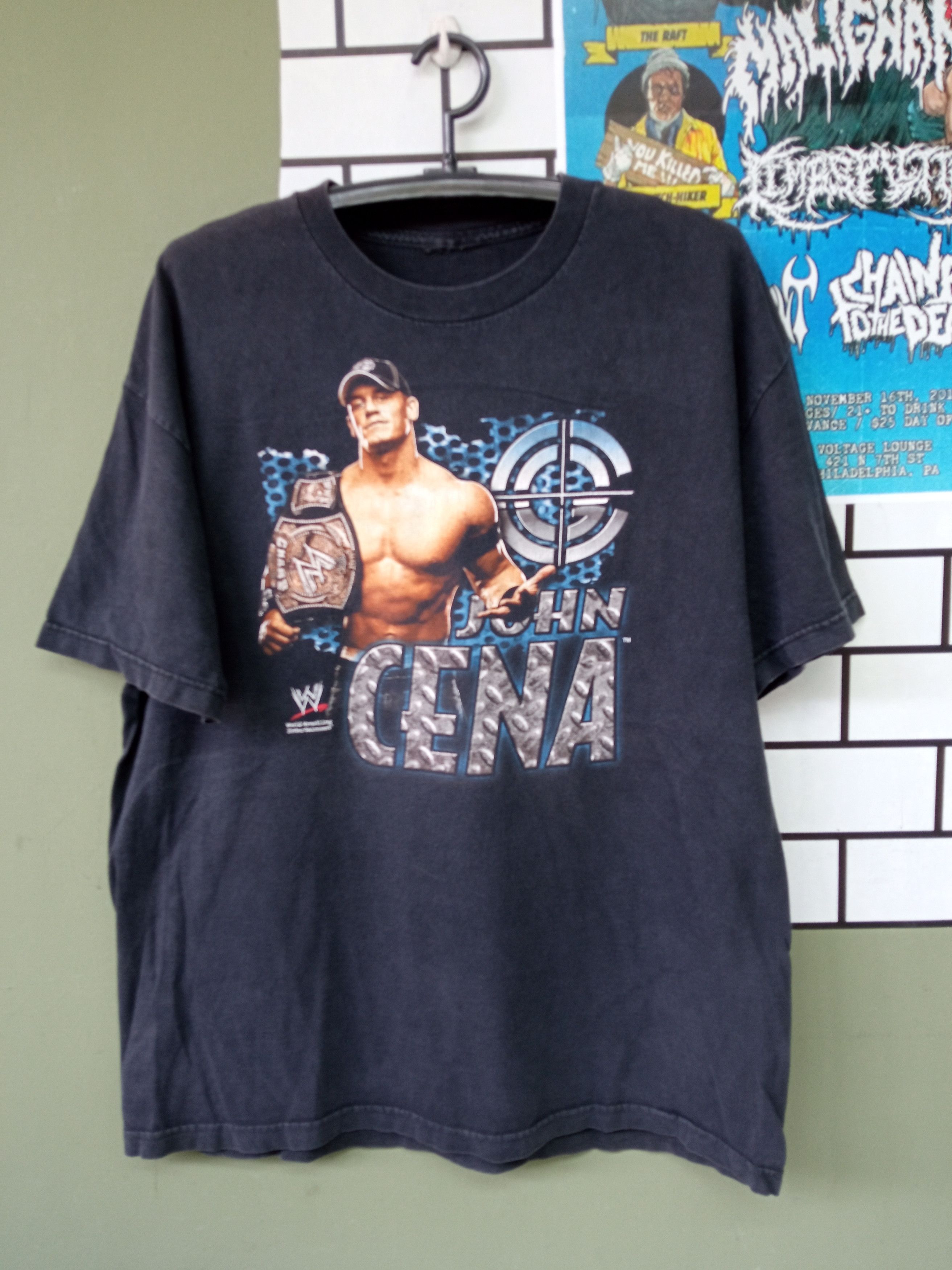 image of Made In USA x Vintage John Cena Wcw Wwf Wrestling Vintage T Shirt in Black, Men's (Size XL)