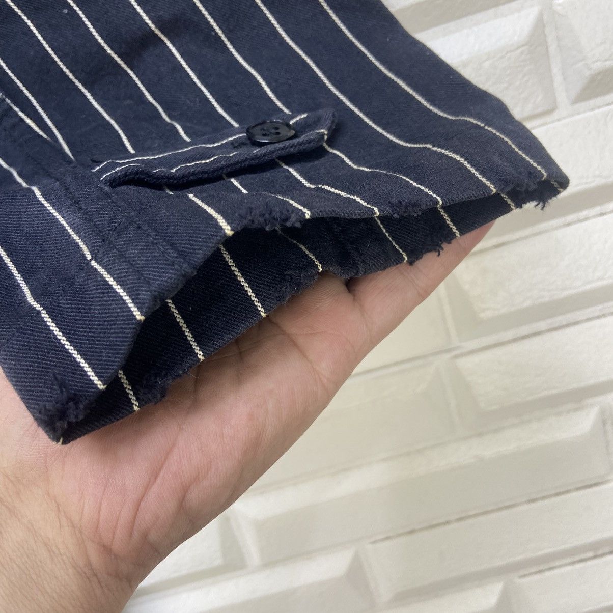 Japanese Brand Japanese Brand Thanx God Stripes Distressed Denim Jacket Size US S / EU 44-46 / 1 - 8 Thumbnail