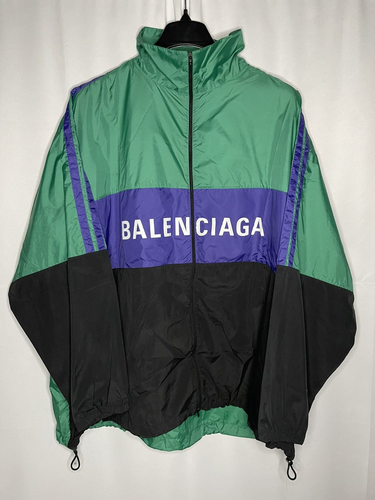 image of Balenciaga Nylon Windbreaker in Green, Men's (Size XL)