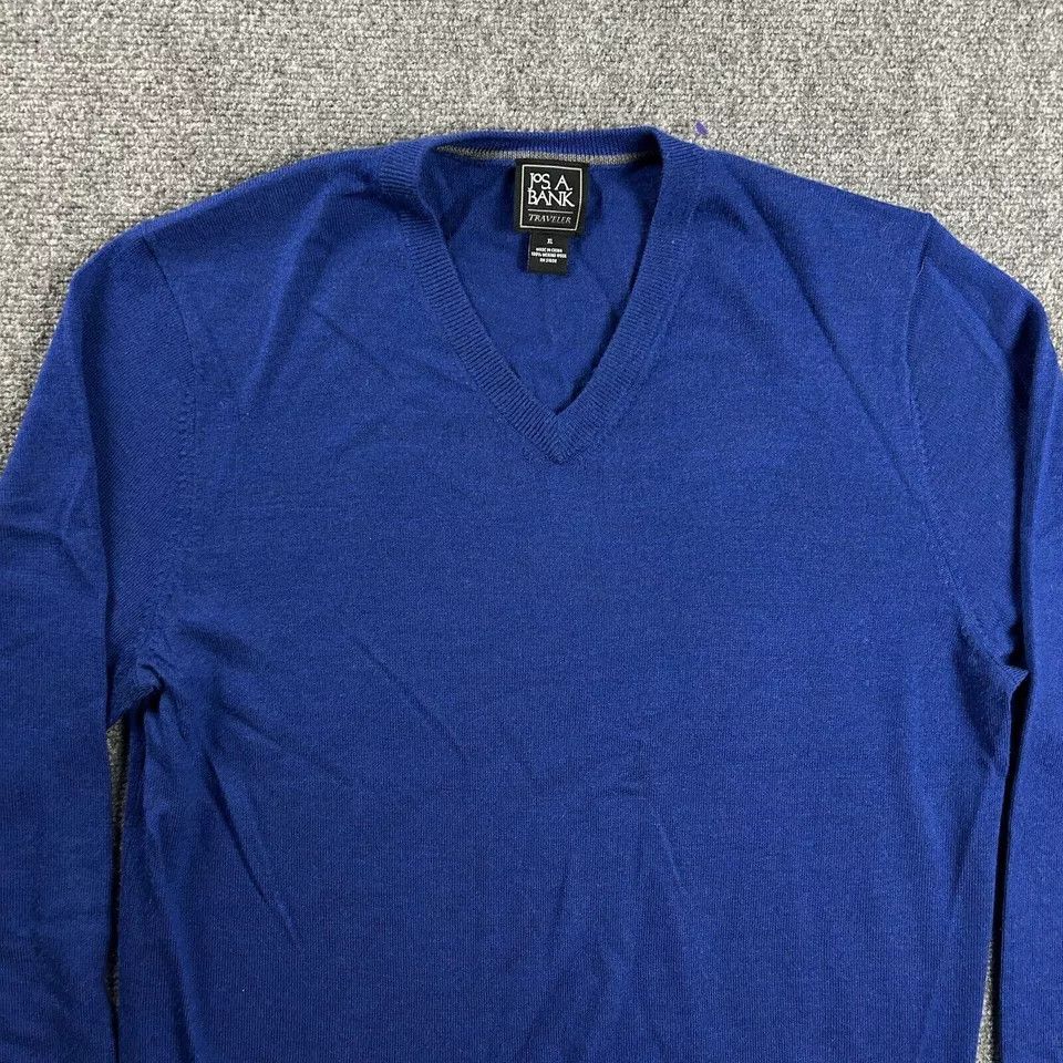 Jos. A. Bank Jos A Bank Sweater Mens XL V-Neck Traveler 100% Merino Wool Size US XL / EU 56 / 4 - 2 Thumbnail