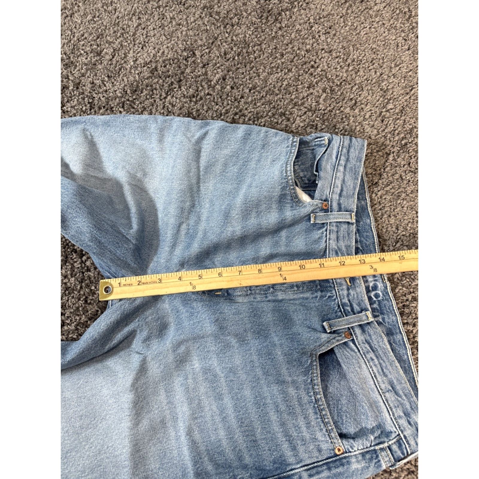 Vintage Etica Devon High Rise Wide Jeans Women 31 Blue Light Wash Button Fly Frayed Hem Womens Size 24" / US 00 / IT 34 - 5 Thumbnail