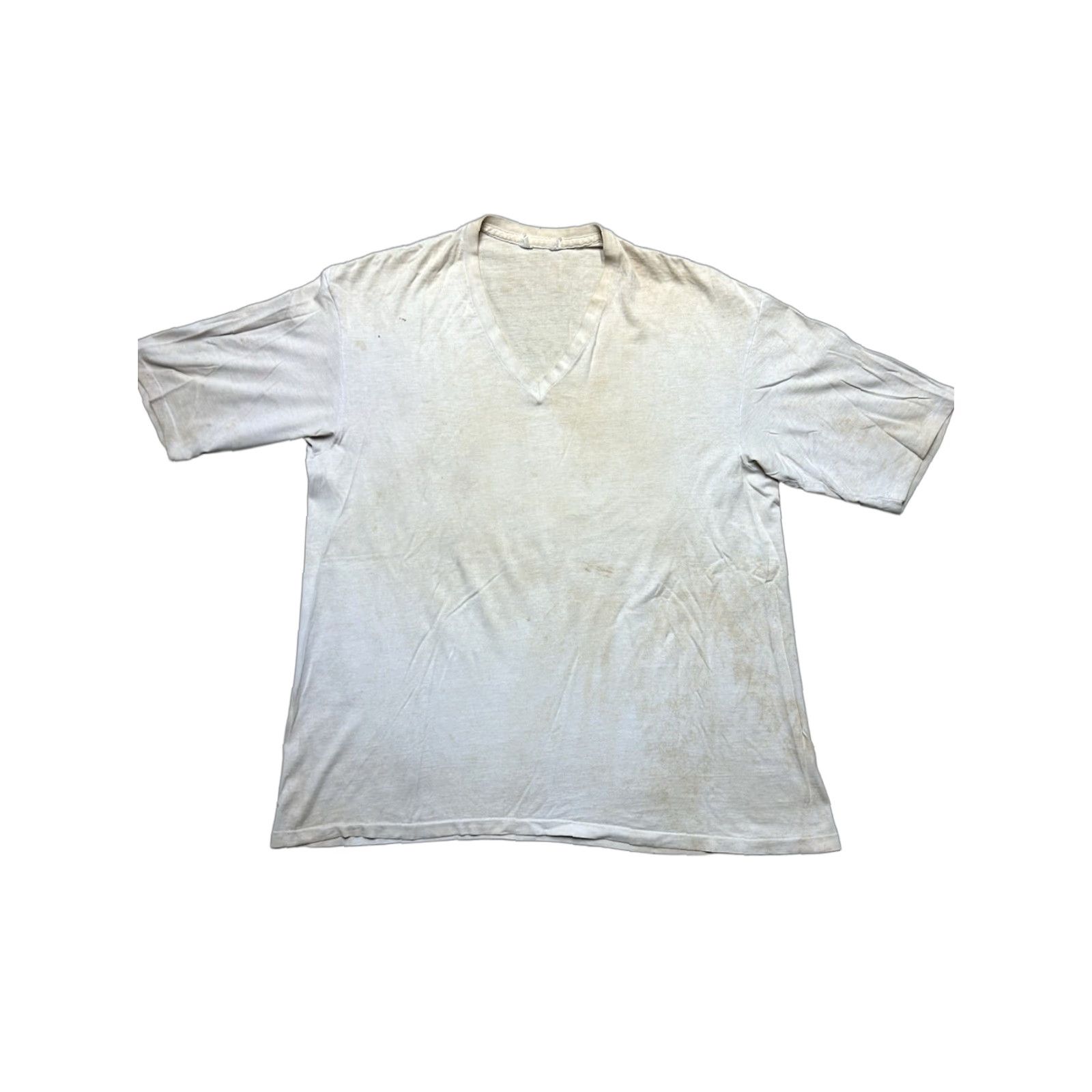 Vintage VINTAGE 80s 90s blank white T-Shirt V-Neck Cotton Adult XL Mens T-Shirt 80s Theme Size US XL / EU 56 / 4 - 1 Thumbnail