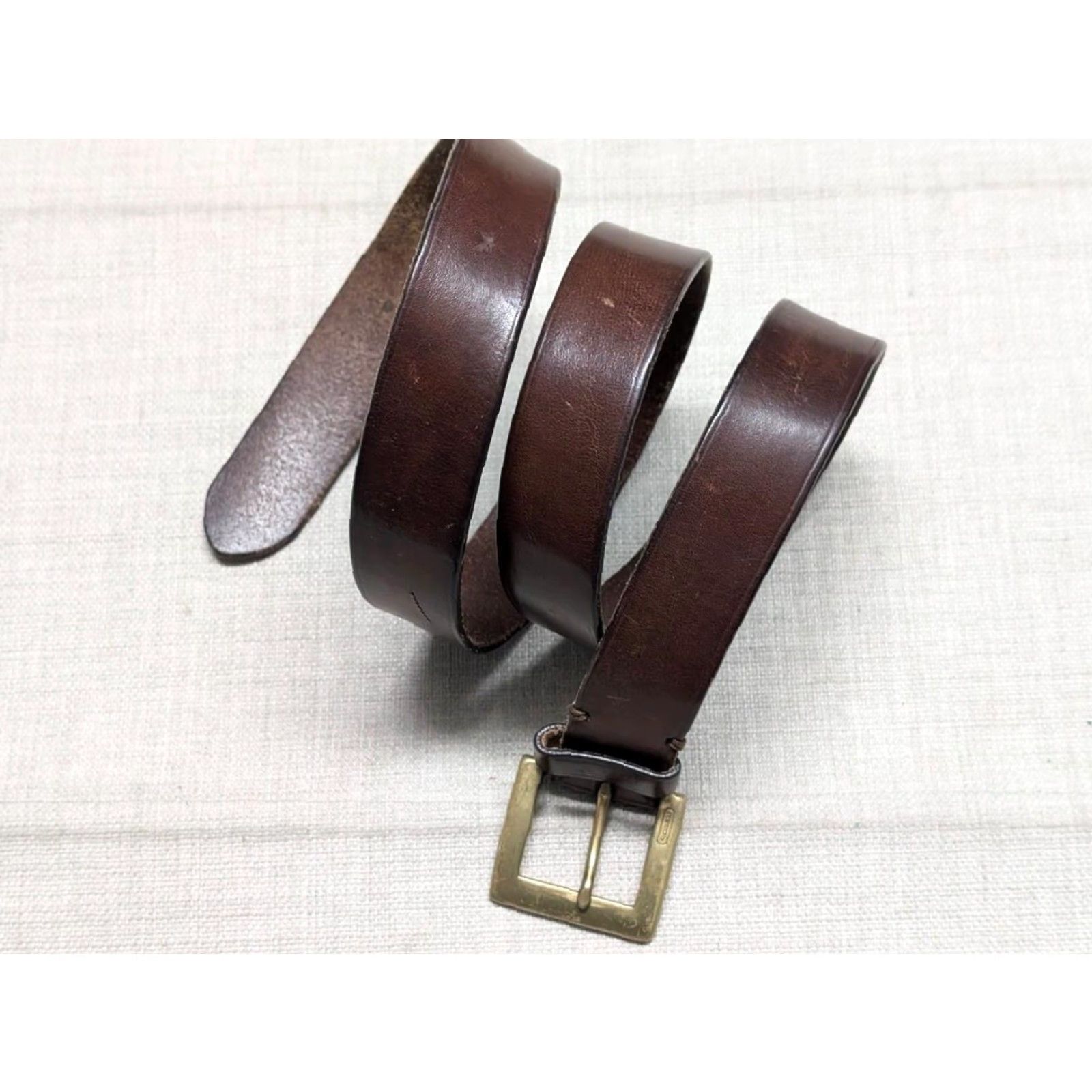 VINTAGE Coach belt 40 ITALY brown leather cowhide belt 1-1/4  display picture 1