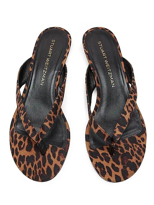 Stuart Weitzman os11x0126 Rio Sleek 35MM Leopard-Printed Leather Sandals Size US 11 / IT 41 - 4 Thumbnail