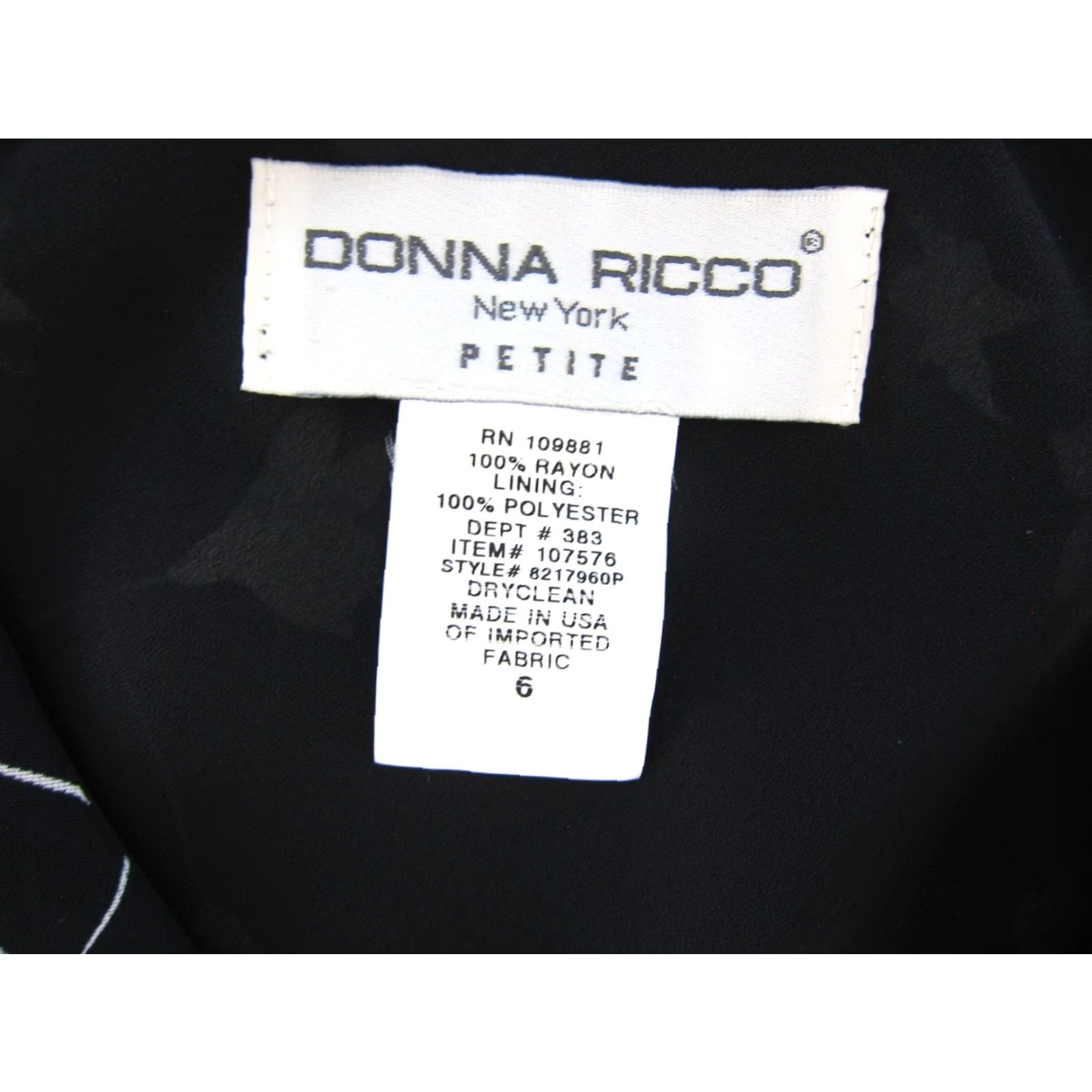Vintage VINTAGE Donna Ricco New York Black White Floral V-Neck Short Sleeve Wrap Dress 6 Size 28" / US 6 / IT 42 - 3 Thumbnail