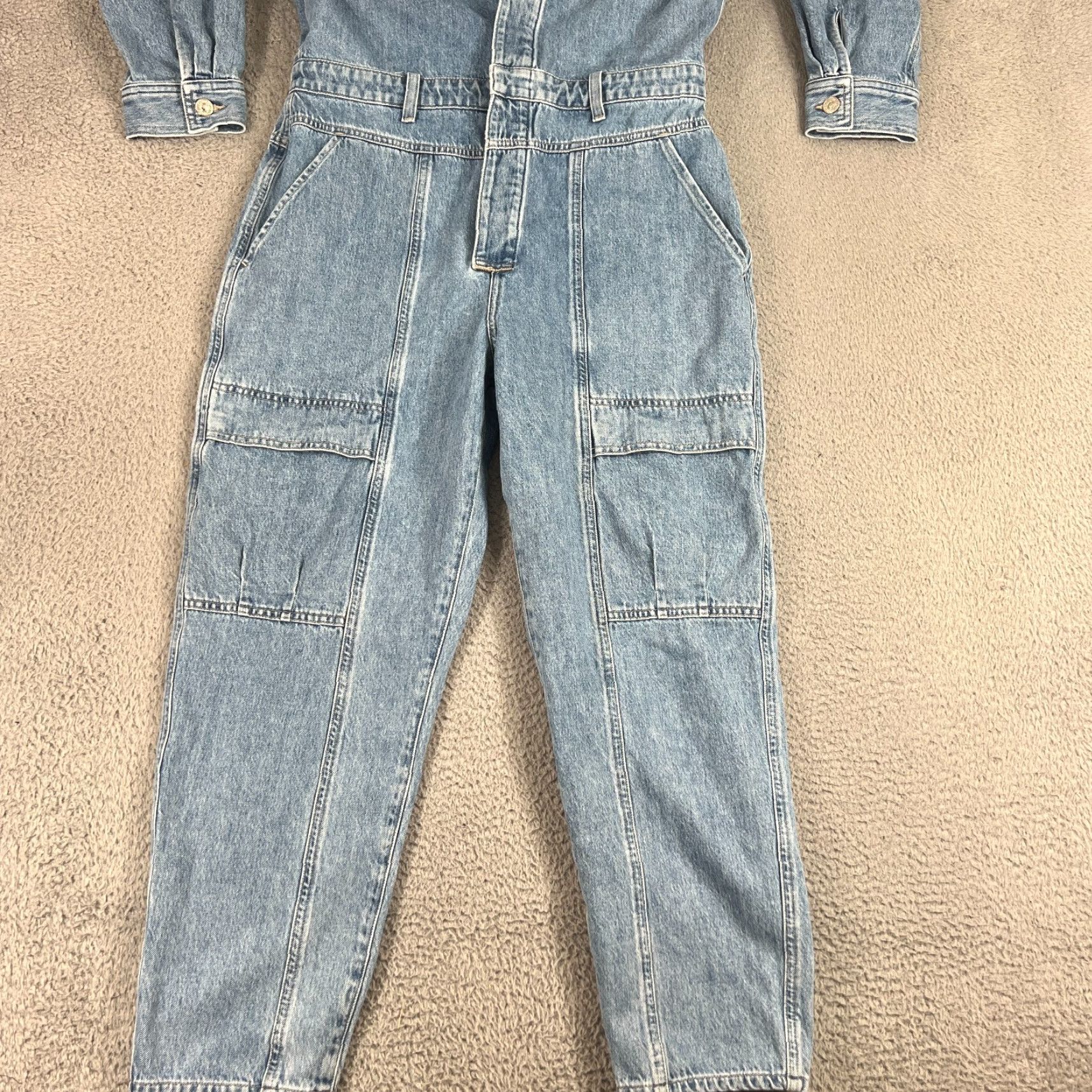 Citizens Of Humanity Citizens of Humanity Jumpsuit One-Piece Denim L Light washed Blue Cotton 100% Relaxed Tapered Pockets Long Sleeve Button Cuffed Elastic Waist Size 36" / US 14 / IT 50 - 3 Thumbnail