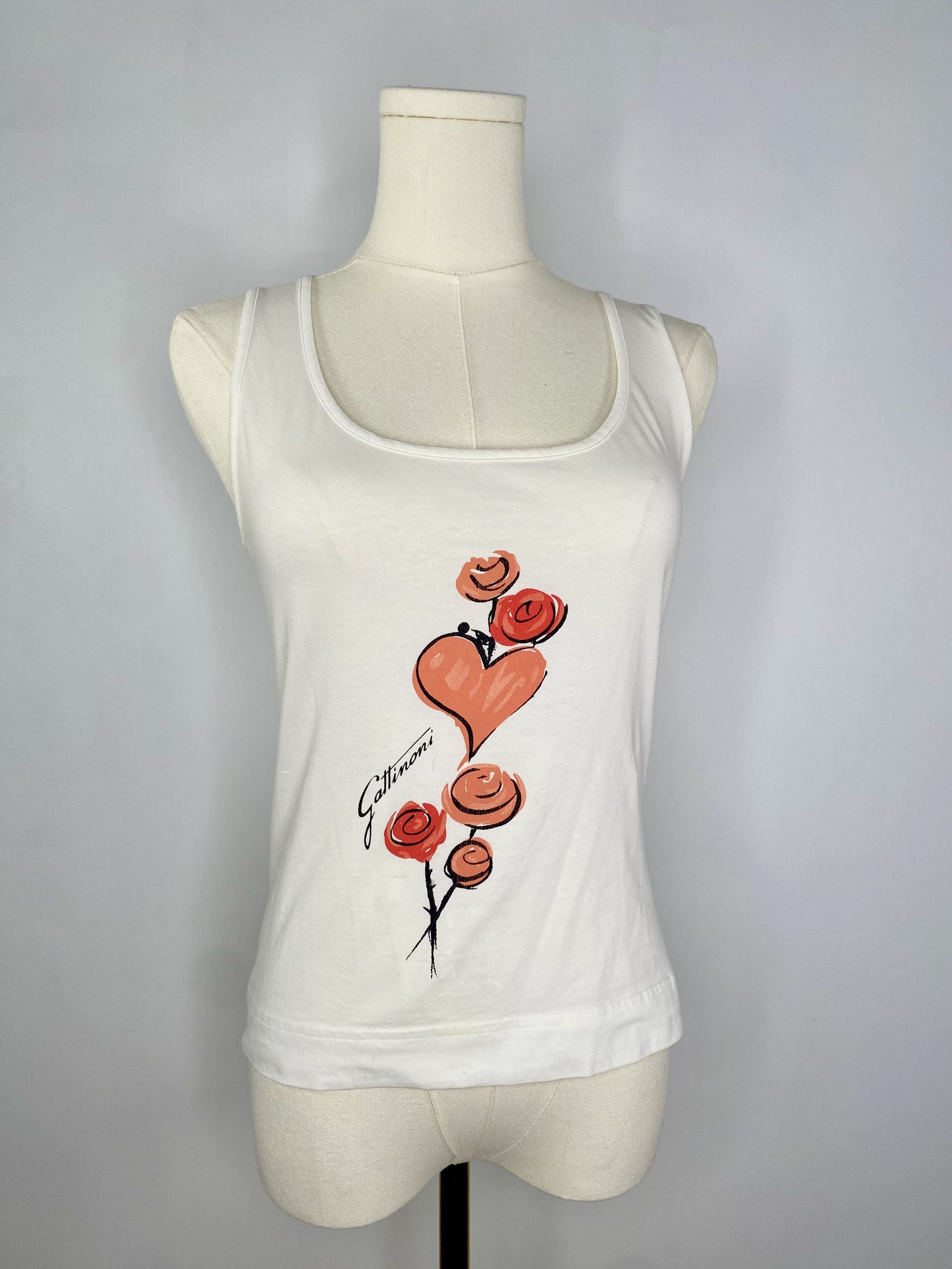 Vintage Gattinoni Jeans - White rose t-shirt Size ONE SIZE - 3 Thumbnail