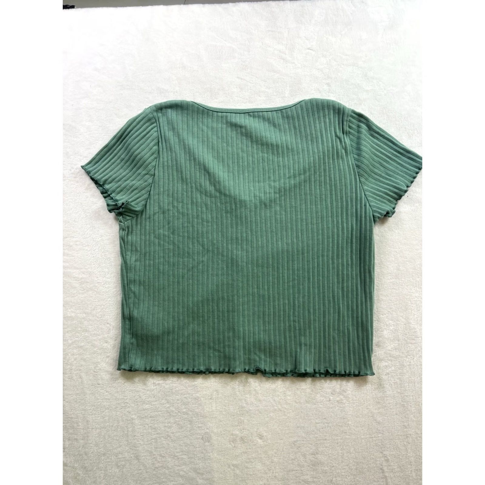 American Eagle Outfitters American Eagle Outfitters Shirt Women’s Green Size L Ribbed Button-Up Casual Long Sleeve Knit Cotton Regular Fit Small Buttons Size L / US 10 / IT 46 - 6 Thumbnail