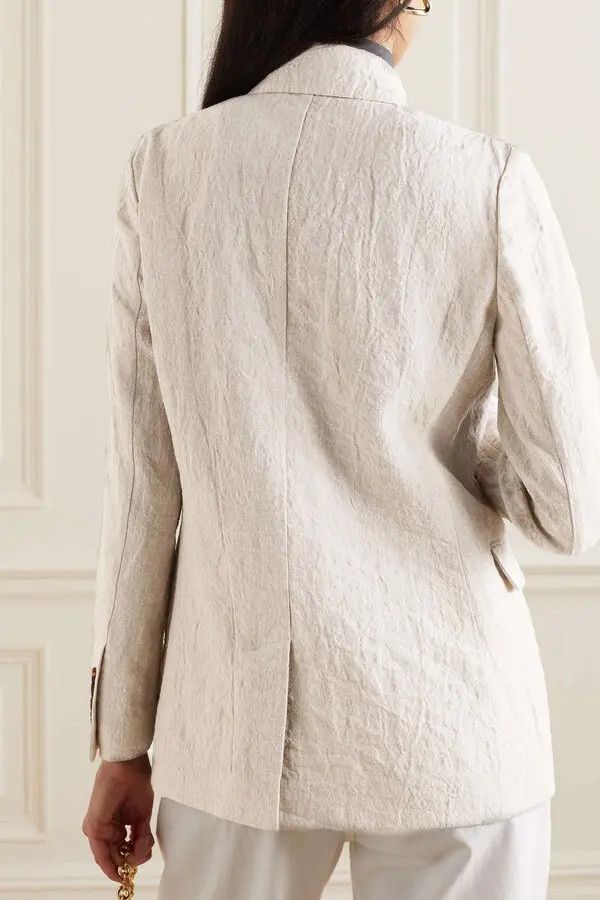 Brunello Cucinelli o1y0725 Blazer in Cream Size M / US 6-8 / IT 42-44 - 3 Thumbnail