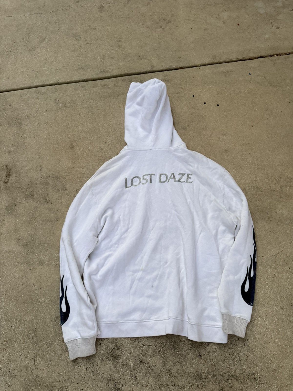 Lost Daze Lost Daze LA Racing White with Blue Flame sleeve hoodie Size US XXL / EU 58 / 5 - 2 Thumbnail