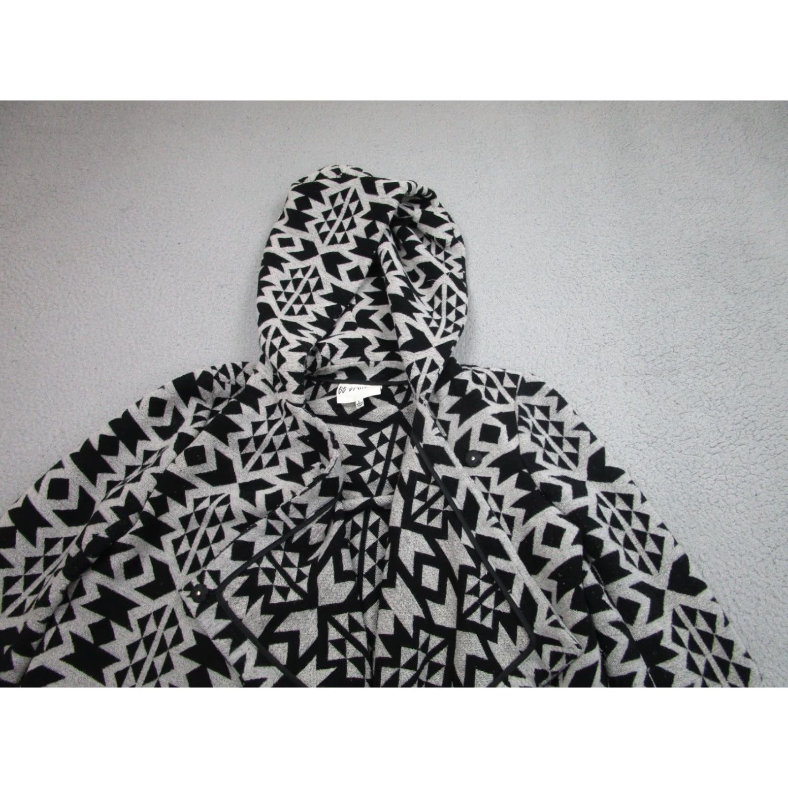 BB Dakota BB Dakota JACKET Womens L Hooded Black Geometric Aztec Boho Indie Southwestern Style Anorak Size L / US 10 / IT 46 - 3 Thumbnail
