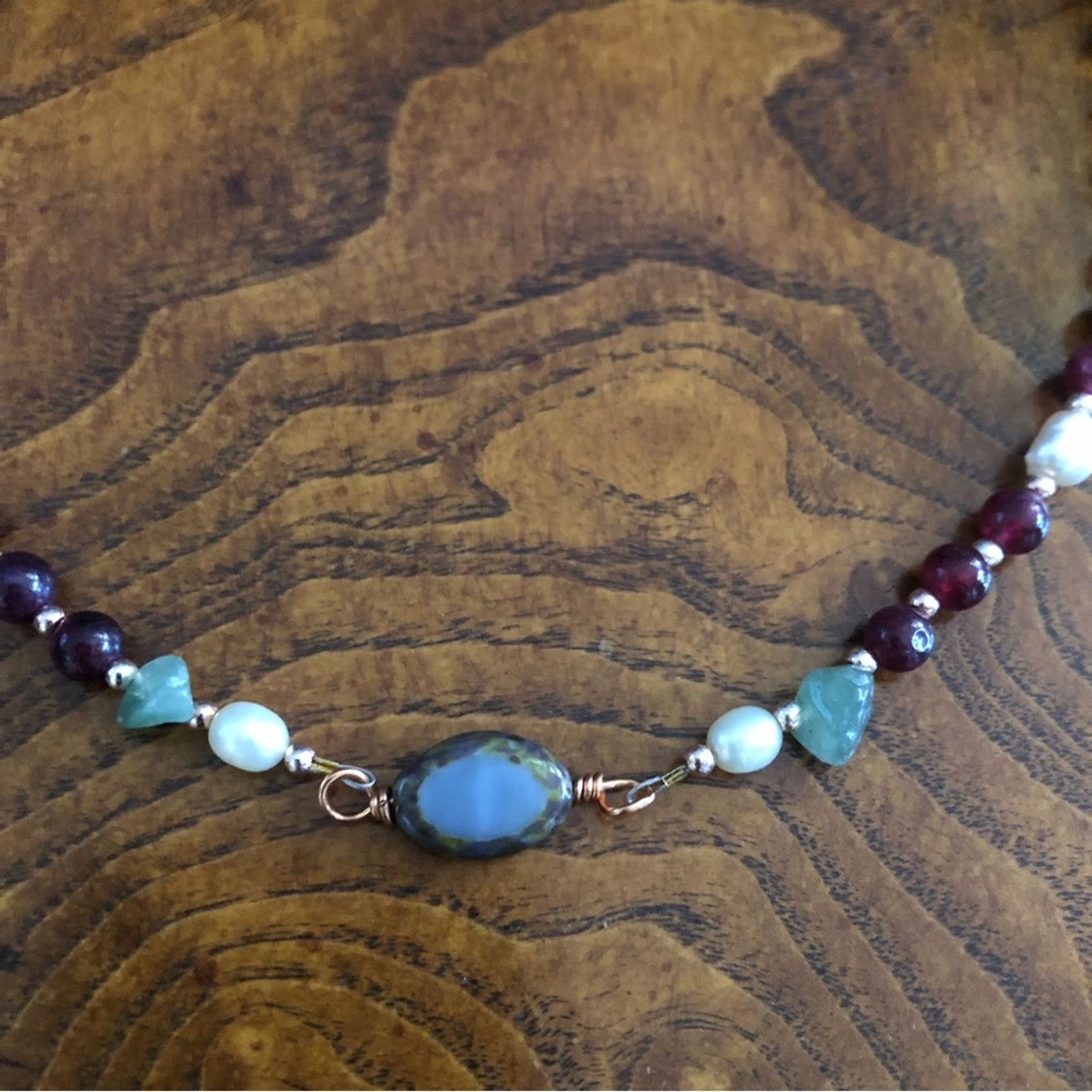Handmade Handcrafted elegant genuine almandine garnet pearl necklace Size ONE SIZE - 8 Thumbnail