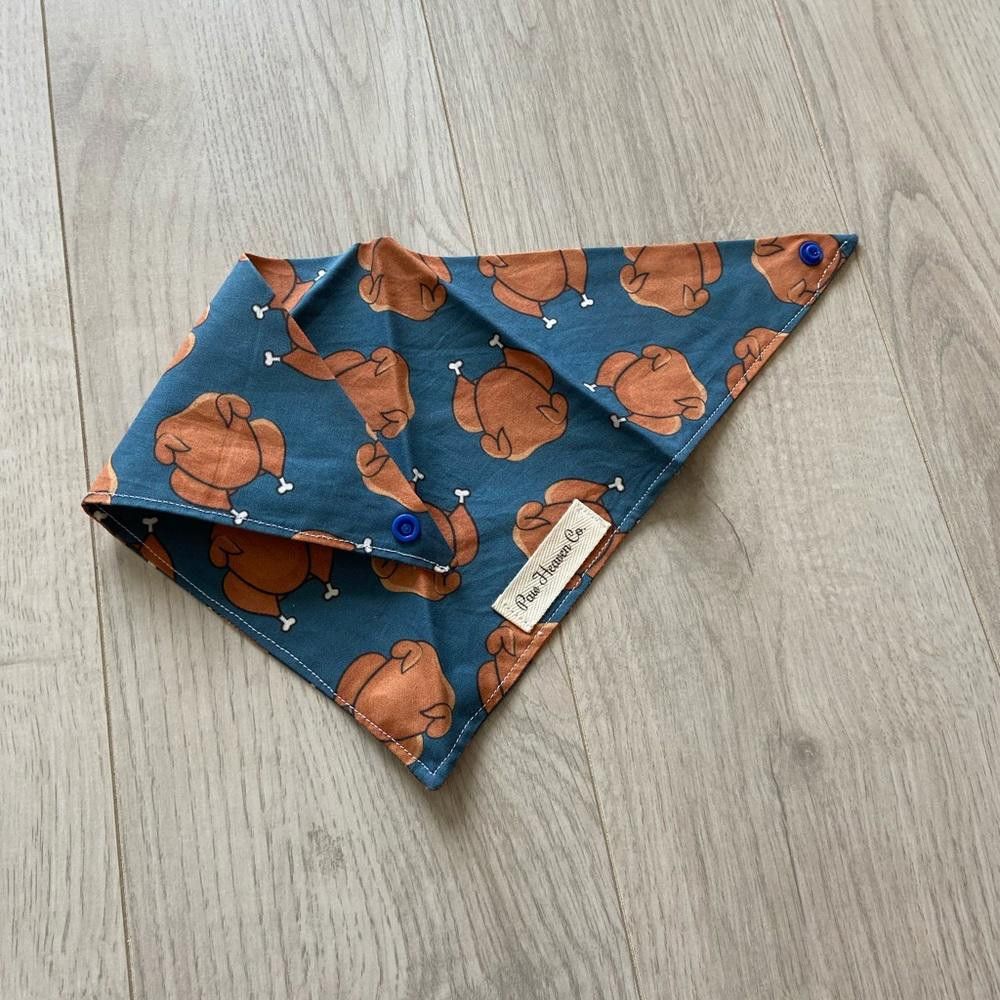 Designer Paw Heaven Co Blue Turkey Dog Bandana Size ONE SIZE - 2 Thumbnail