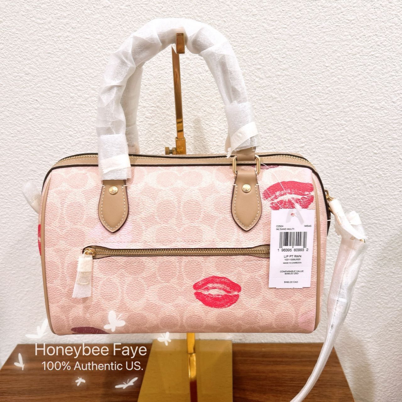 Coach Rowan Satchel Bag With Lips Print CZ934 sand multi color Size ONE SIZE - 4 Thumbnail