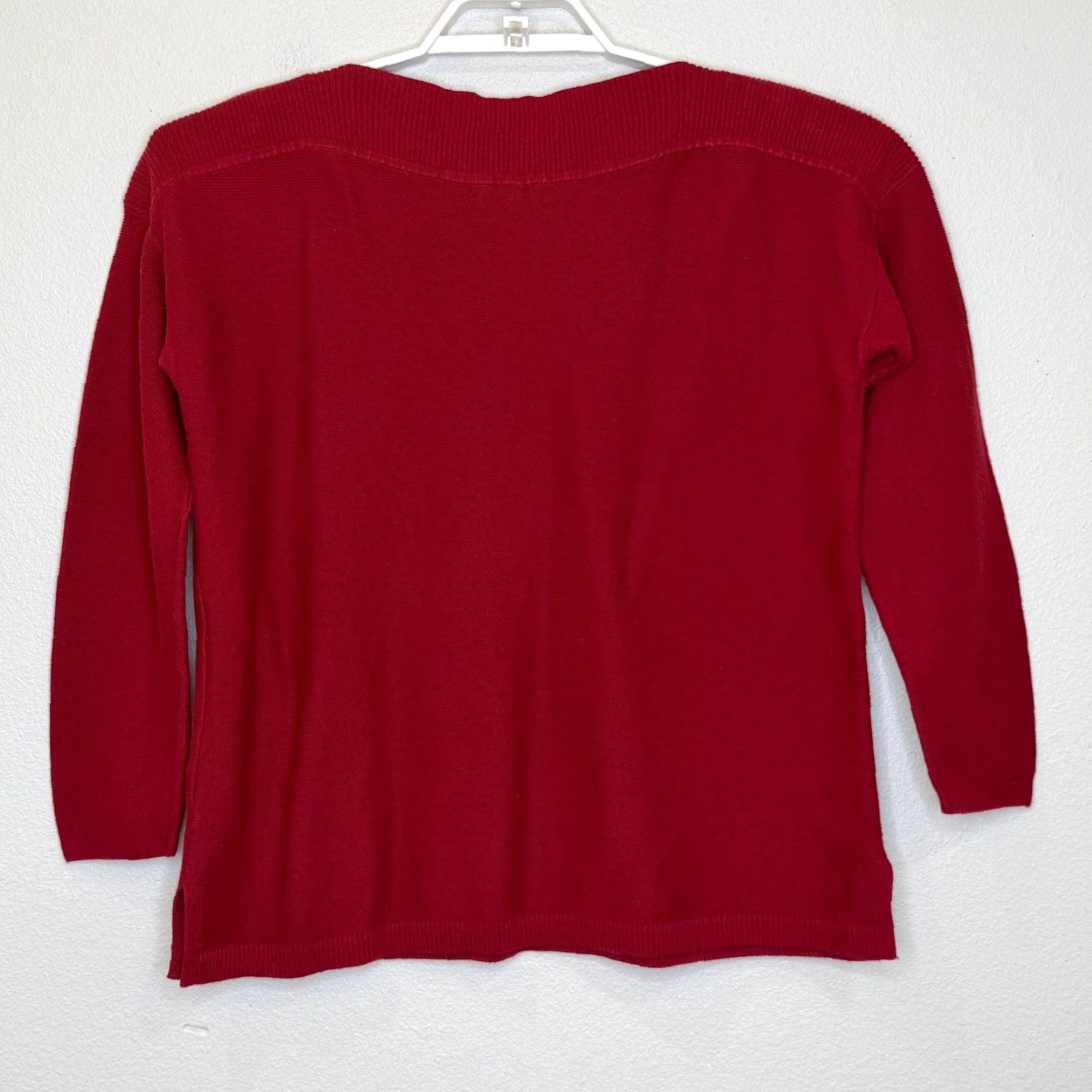 J. Jill J.Jill Boat Neck Sweater Womens Medium Dark Red 3/4 Sleeve Pullover Cotton Size M / US 6-8 / IT 42-44 - 5 Thumbnail