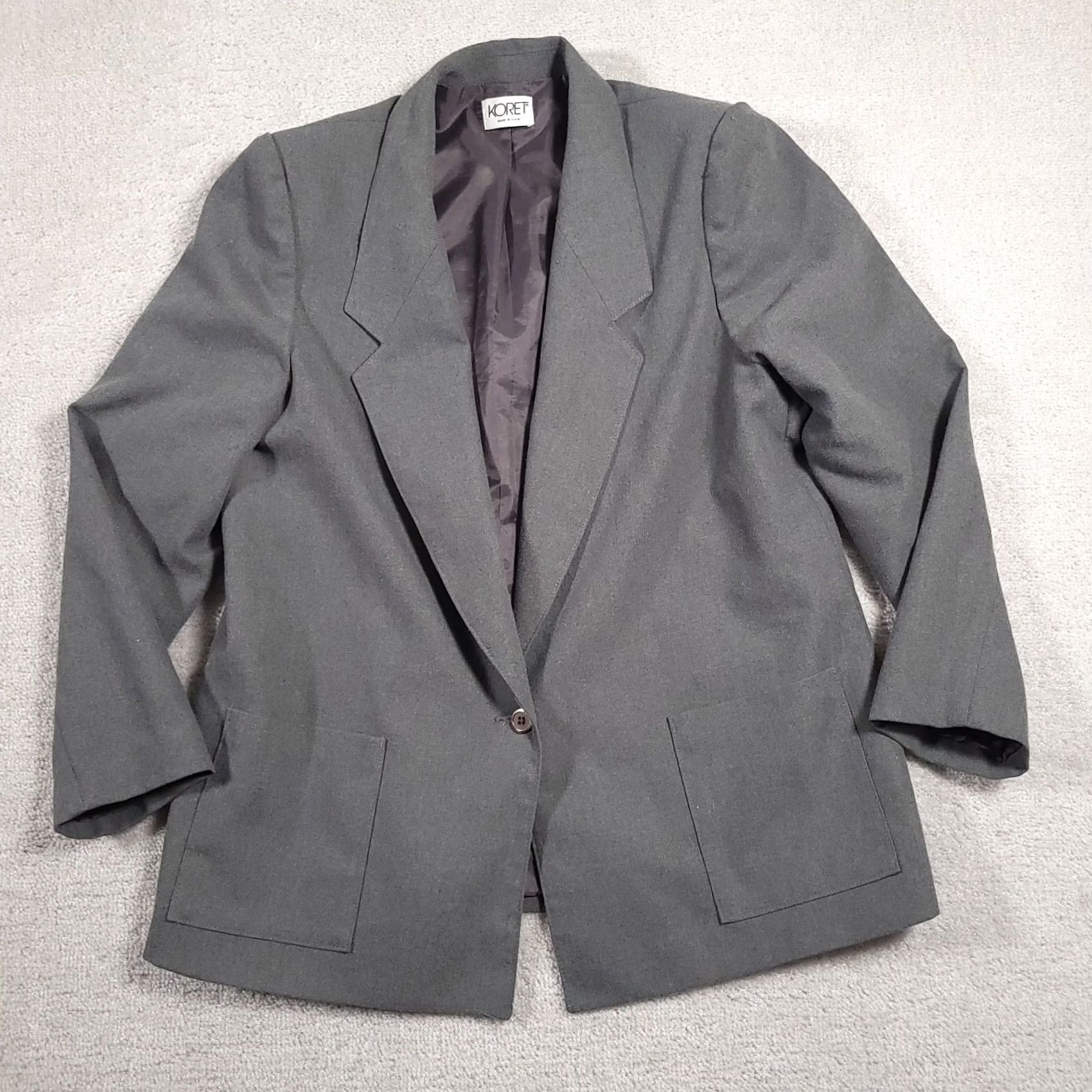 Vintage VINTAGE Koret Blazer Jacket Women 18 Gray Wool Blend 1 Button Shoulder Pads USA Blazer Women 18 Gray Wool Blend Medium? Size XXL / US 16-18 / IT 52-54 - 2 Thumbnail