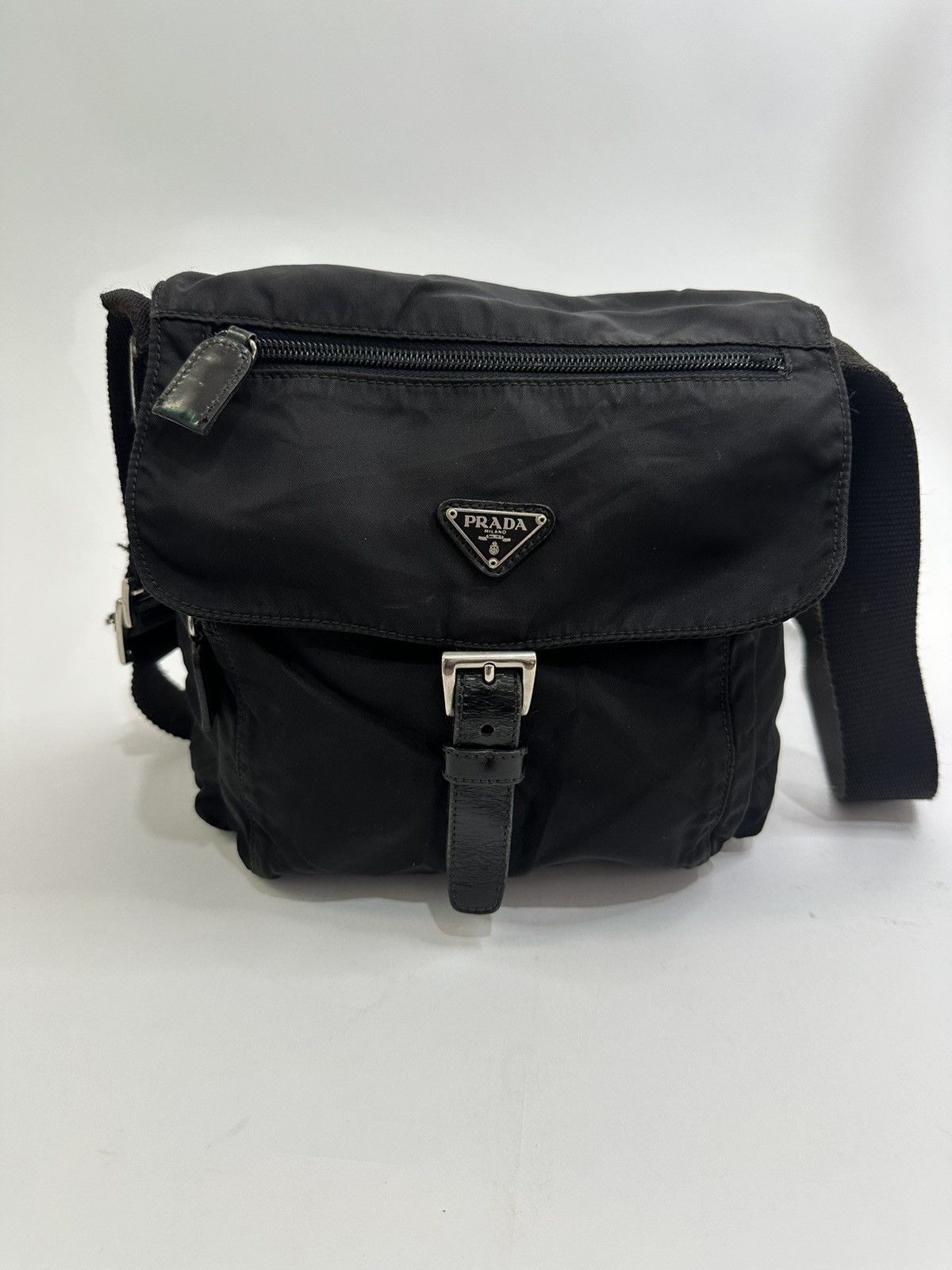 Prada PRADA Unisex Tessuto Nylon Messenger Bag Black Size ONE SIZE - 1 Thumbnail