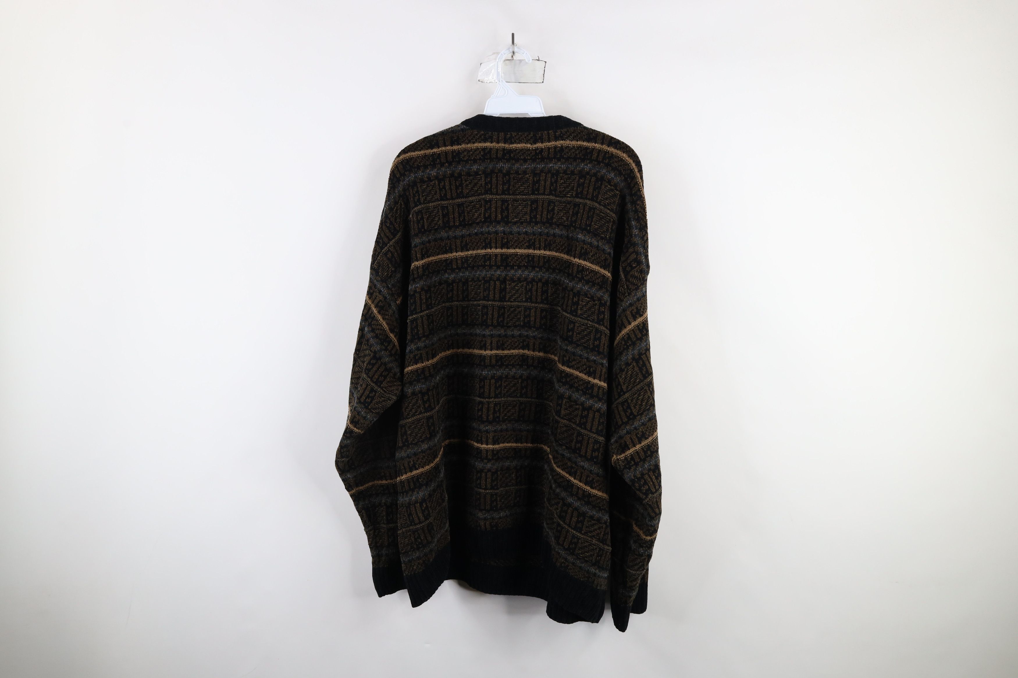 Vintage Vintage 90s Streetwear Thin Fair Isle Striped Fleece Sweater Size US XXL / EU 58 / 5 - 6 Thumbnail