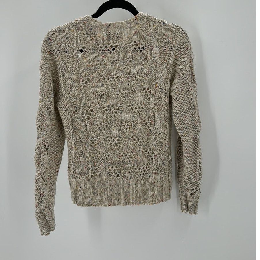 Lucky Brand Lucky Brand Beige Marled Open Knit Crew Neck Sweater wool Size S / US 4 / IT 40 - 7 Thumbnail