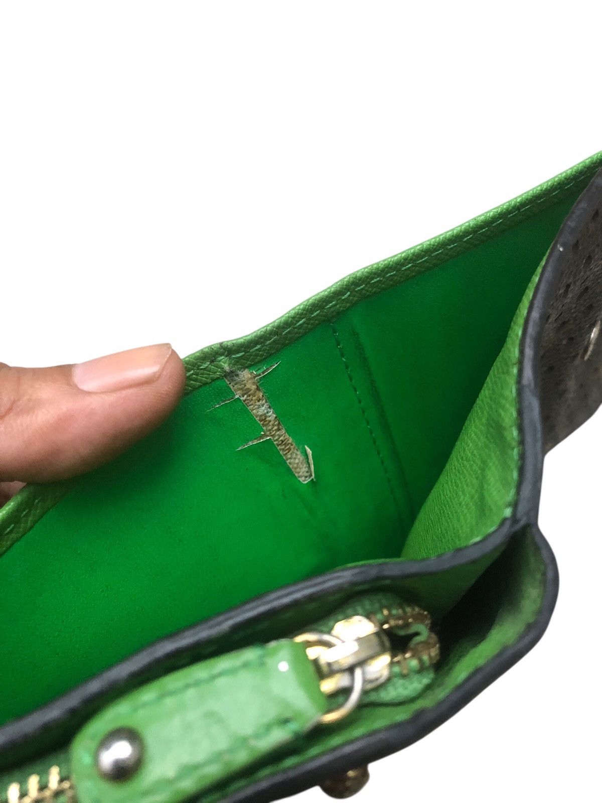 Louis Vuitton 🔥LOUIS VUITTON Monogram Perforated Zip Wallet Green M95218 Size ONE SIZE - 7 Thumbnail