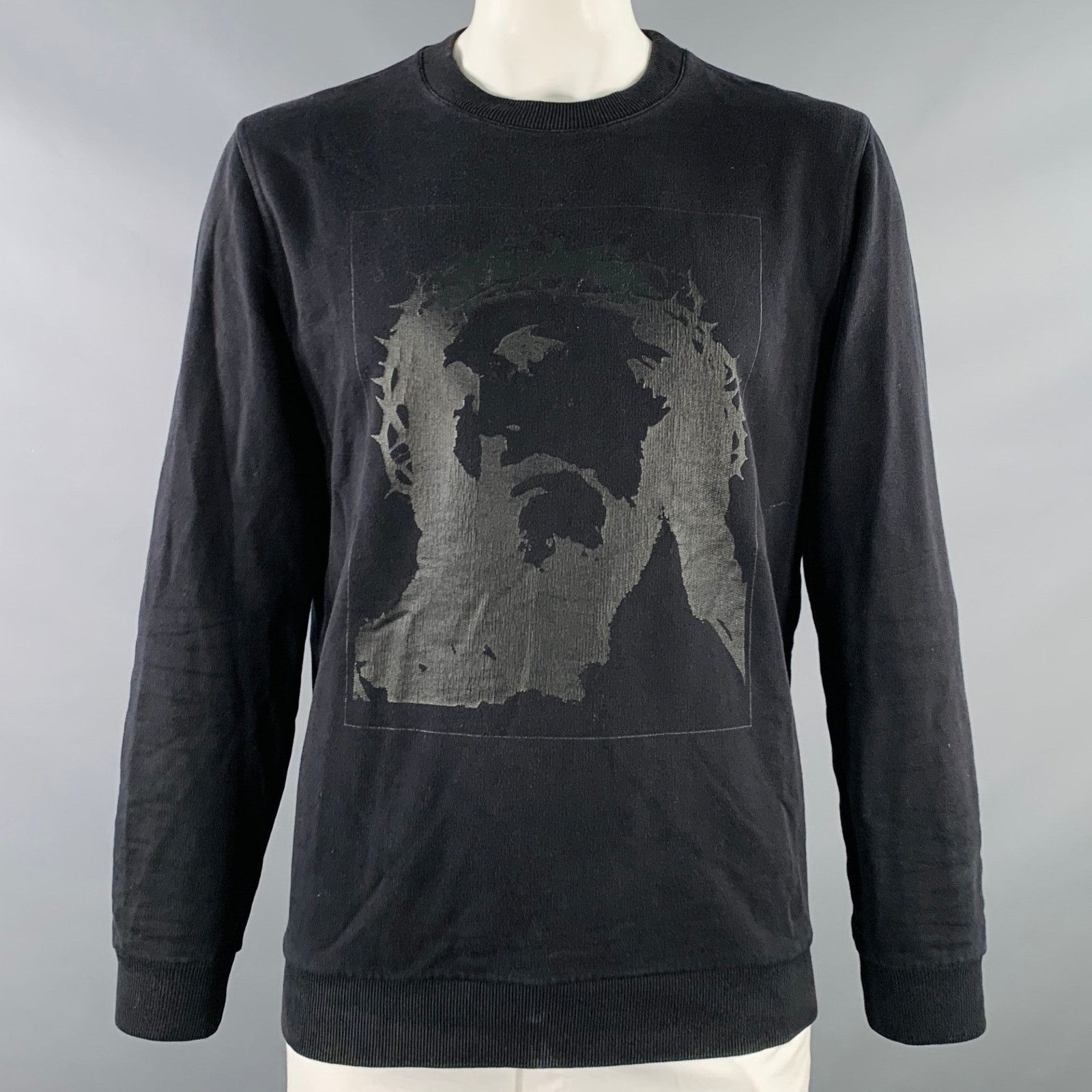 Givenchy L Black Jesus Graphic Cotton Cuban Fit Crew Neck Sweatshirt Size US L / EU 52-54 / 3 - 1 Thumbnail