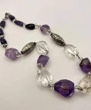 Jewelry Vintage Sterling Silver 925 Necklace Beads Natural Amethyst Size ONE SIZE - 5 Thumbnail
