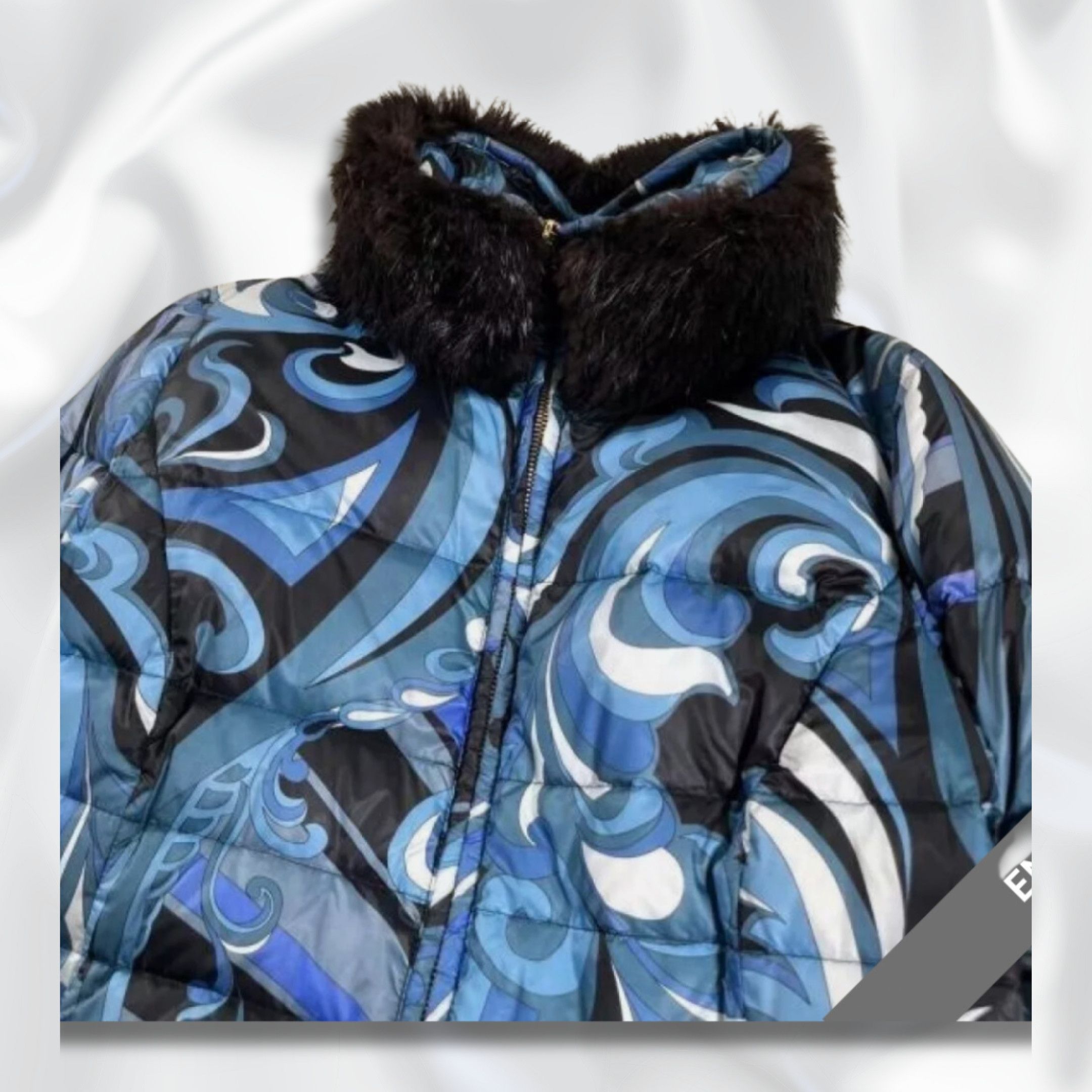 Emilio Pucci Emilio Pucci Blue Abstract Print Puffer Jacket/Coat Size XS / US 0-2 / IT 36-38 - 4 Thumbnail