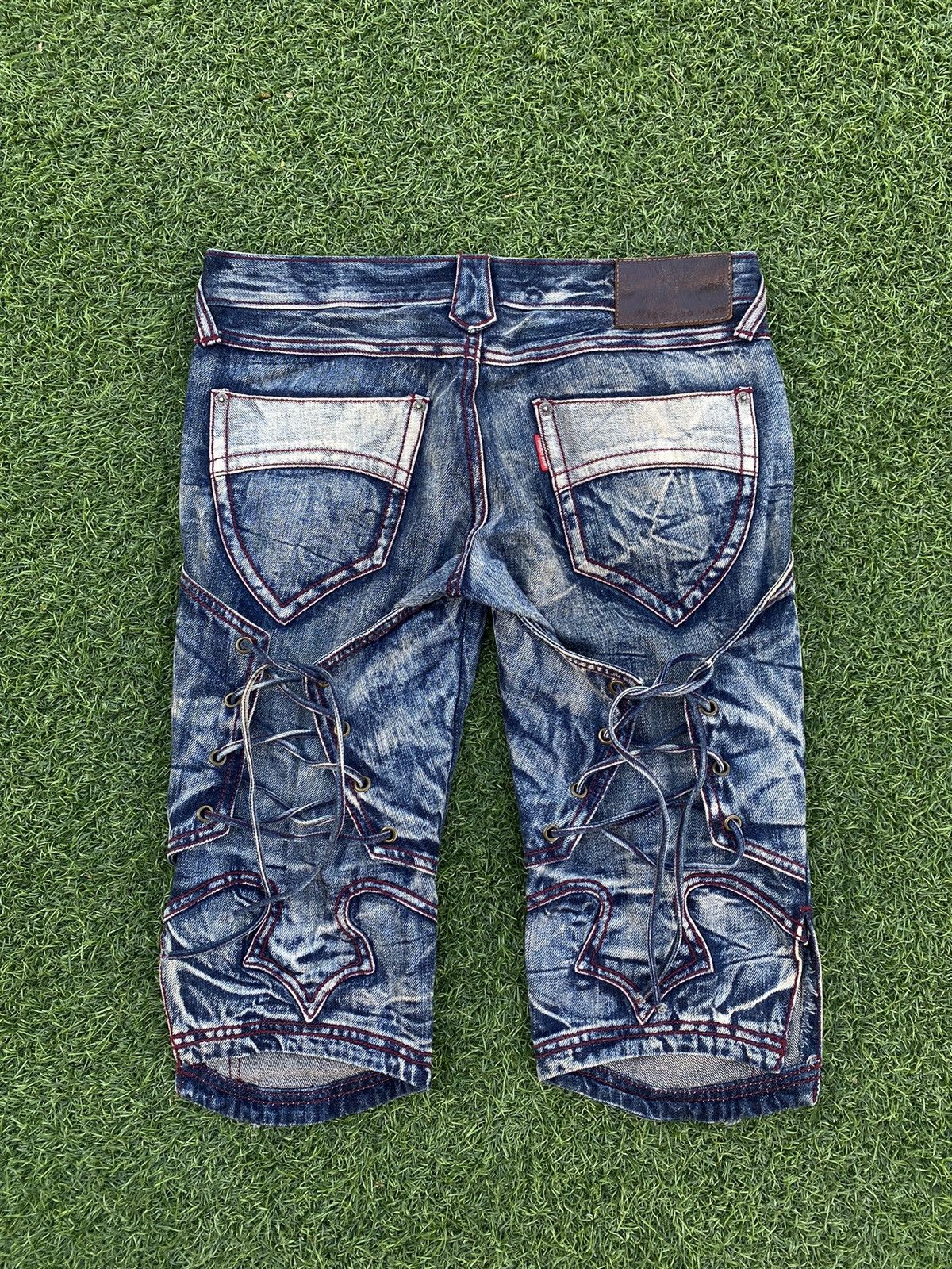 Tornado Mart TORNADO MART LACE UP DENIM SHORT PANTS 🌪️ Size US 29 - 3 Thumbnail