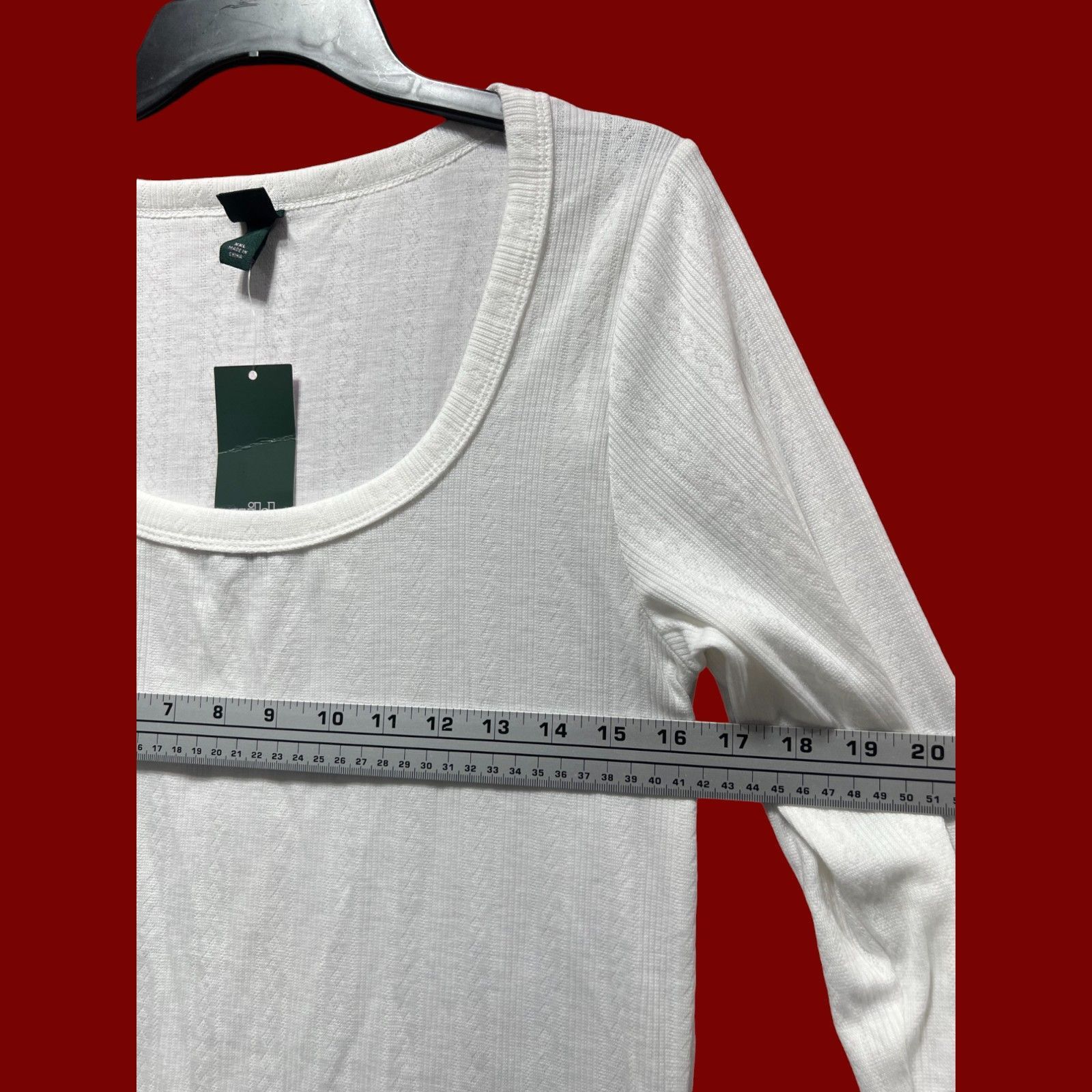 Other Wild Fable - Women's Long Sleeve Pointelle T-Shirt - White - Size XXL / US 16-18 / IT 52-54 - 3 Thumbnail