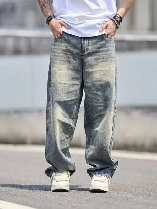 Jean Washed RETRO vintage skate denim jeans Size US 34 / EU 50 - 3 Thumbnail