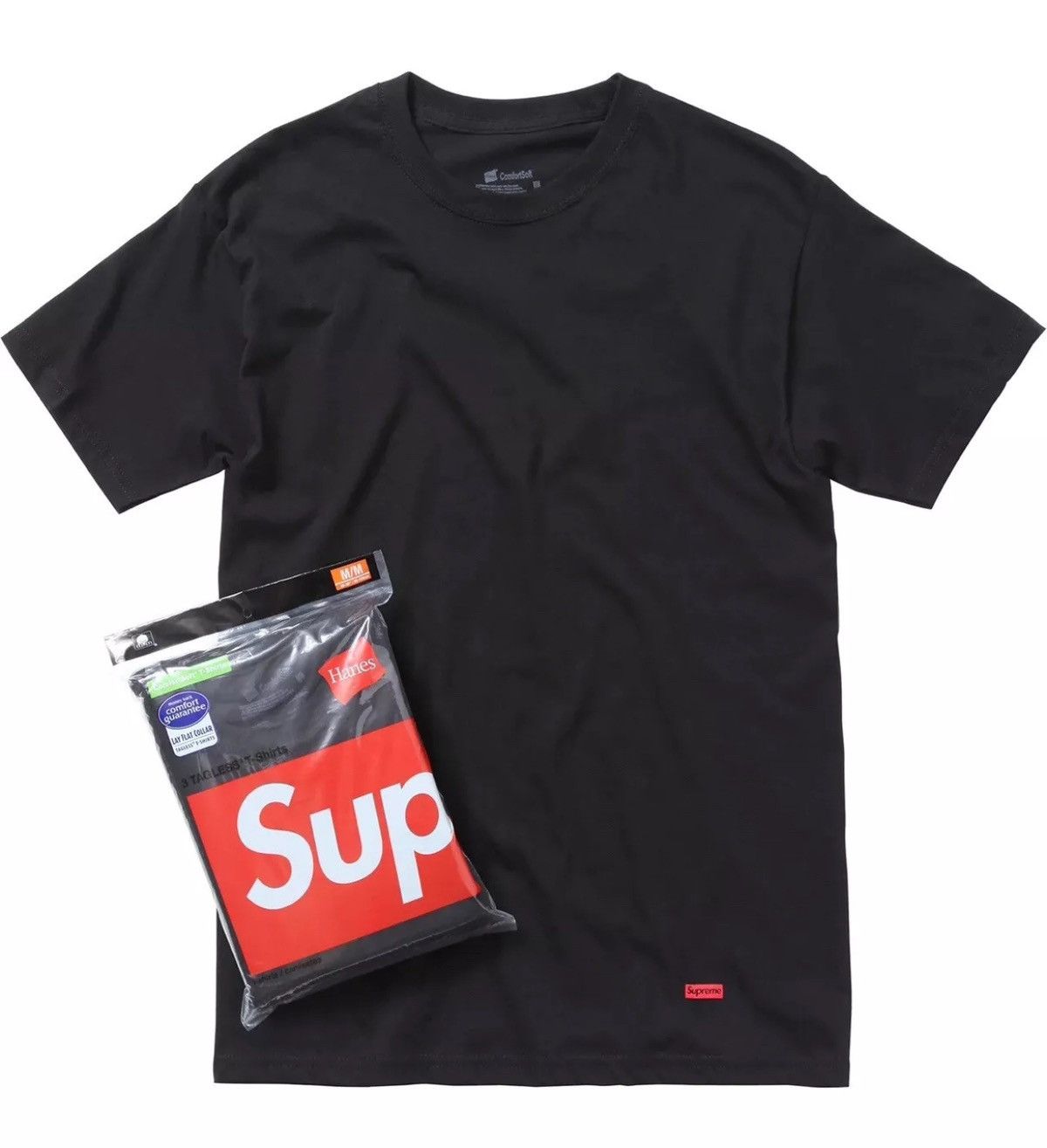 Supreme Hanes Tagless Tees Men's Size XXL 3-Pack Black
