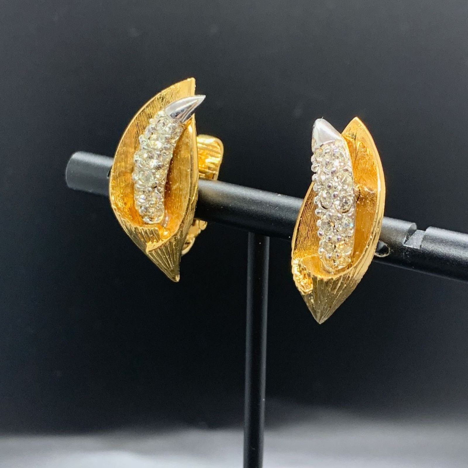 Other D'Orlan Gold Tone Rhinestone Calla Lily Clip On Earrings Size ONE SIZE - 2 Thumbnail